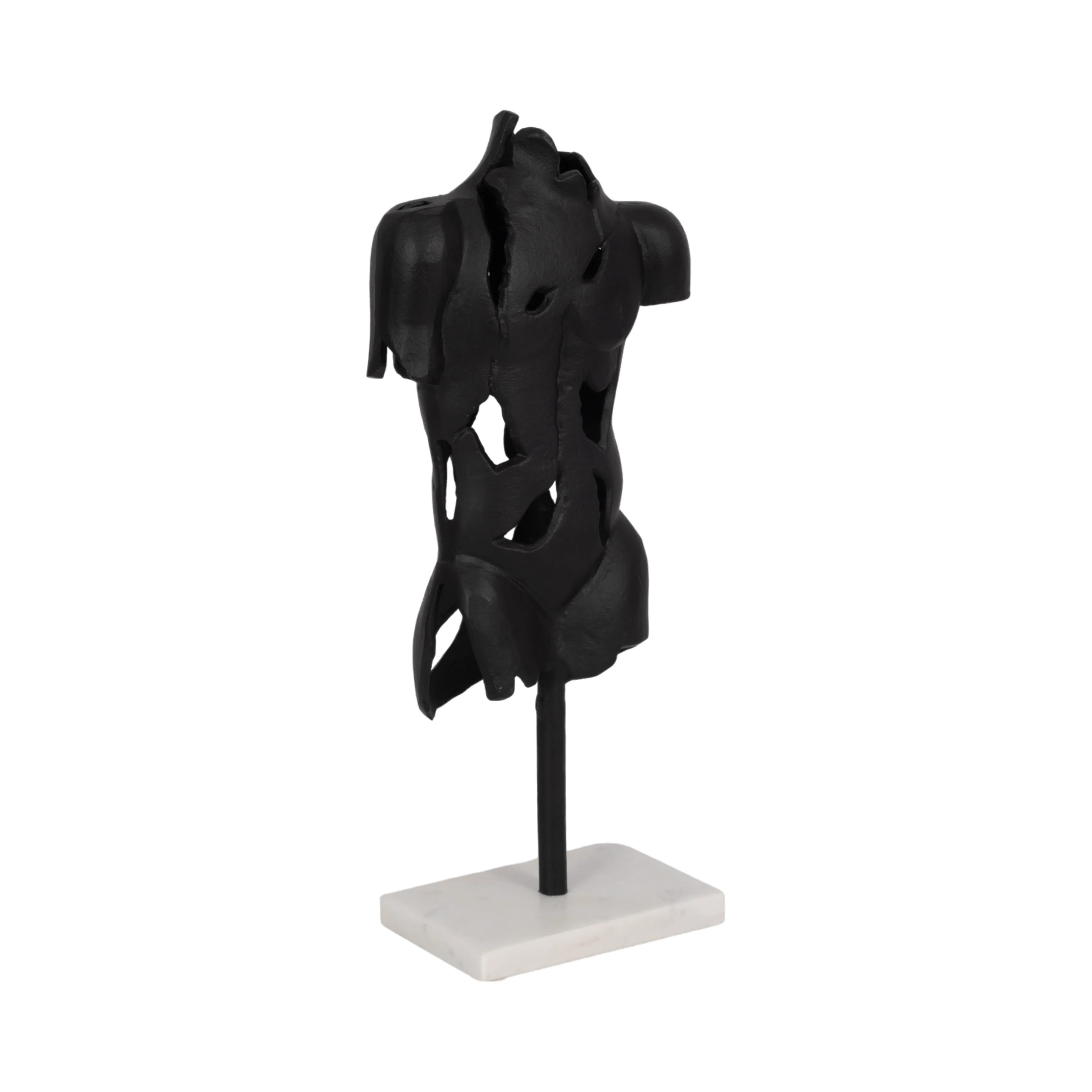 METAL, 16" CRACKED BUST ON STAND, BLACK