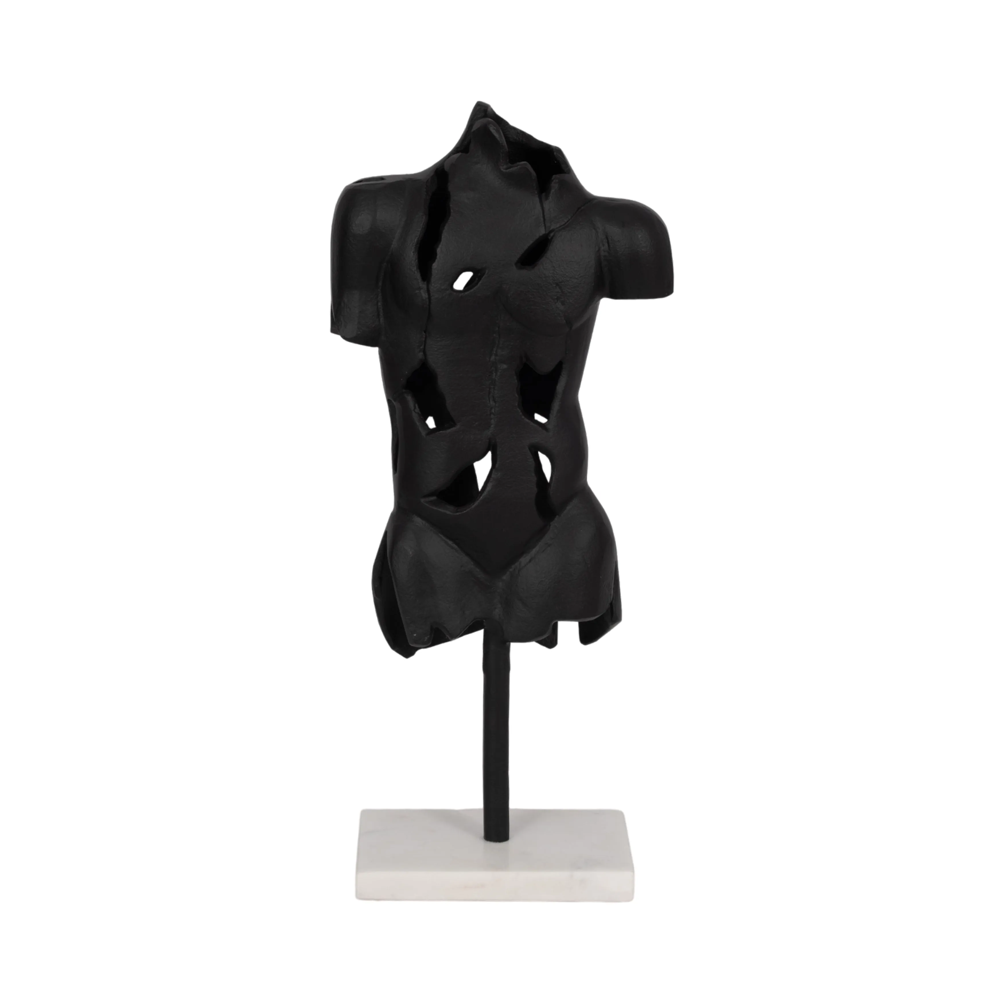 METAL, 16" CRACKED BUST ON STAND, BLACK