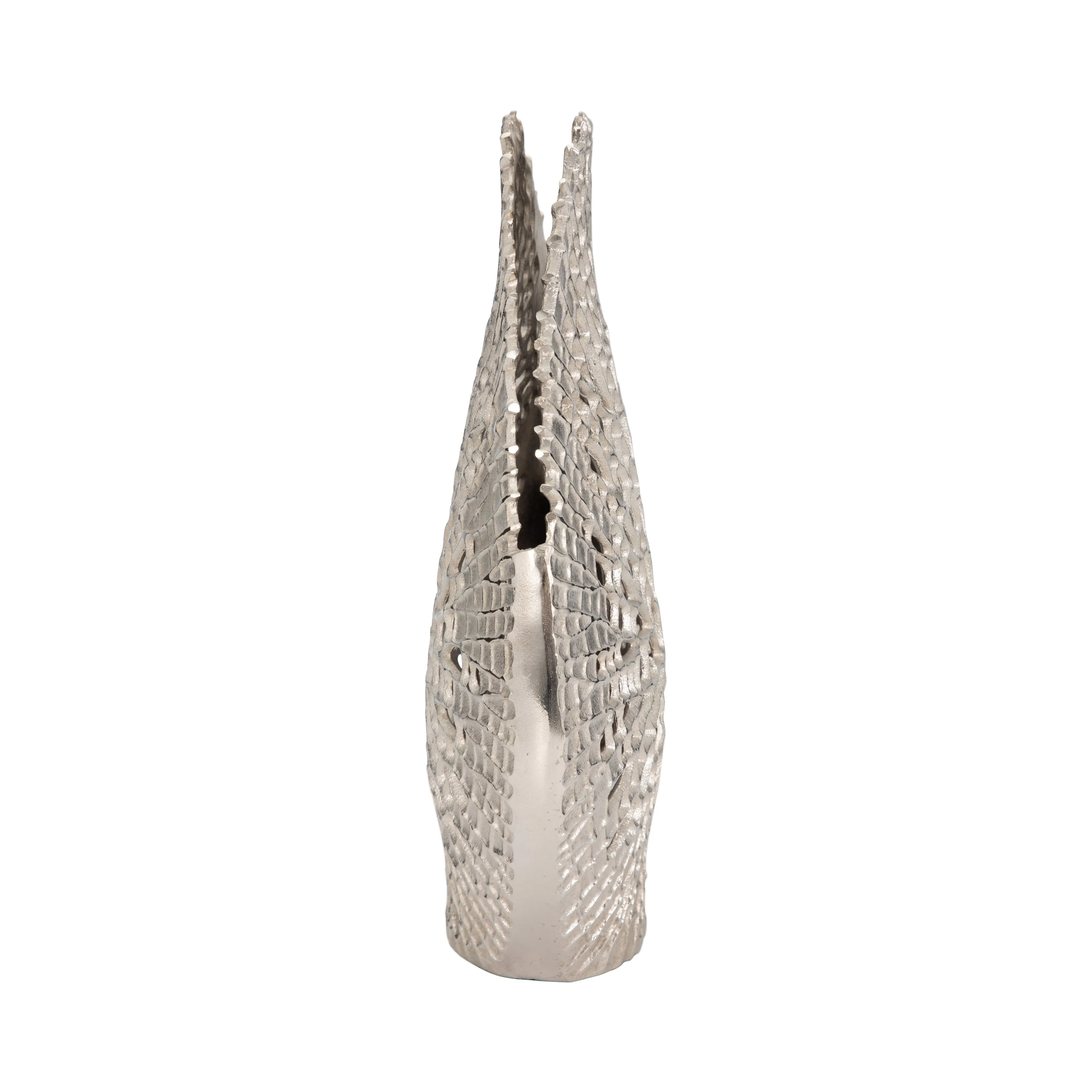 METAL, 18" CONTEMPORARY VASE, SILVER