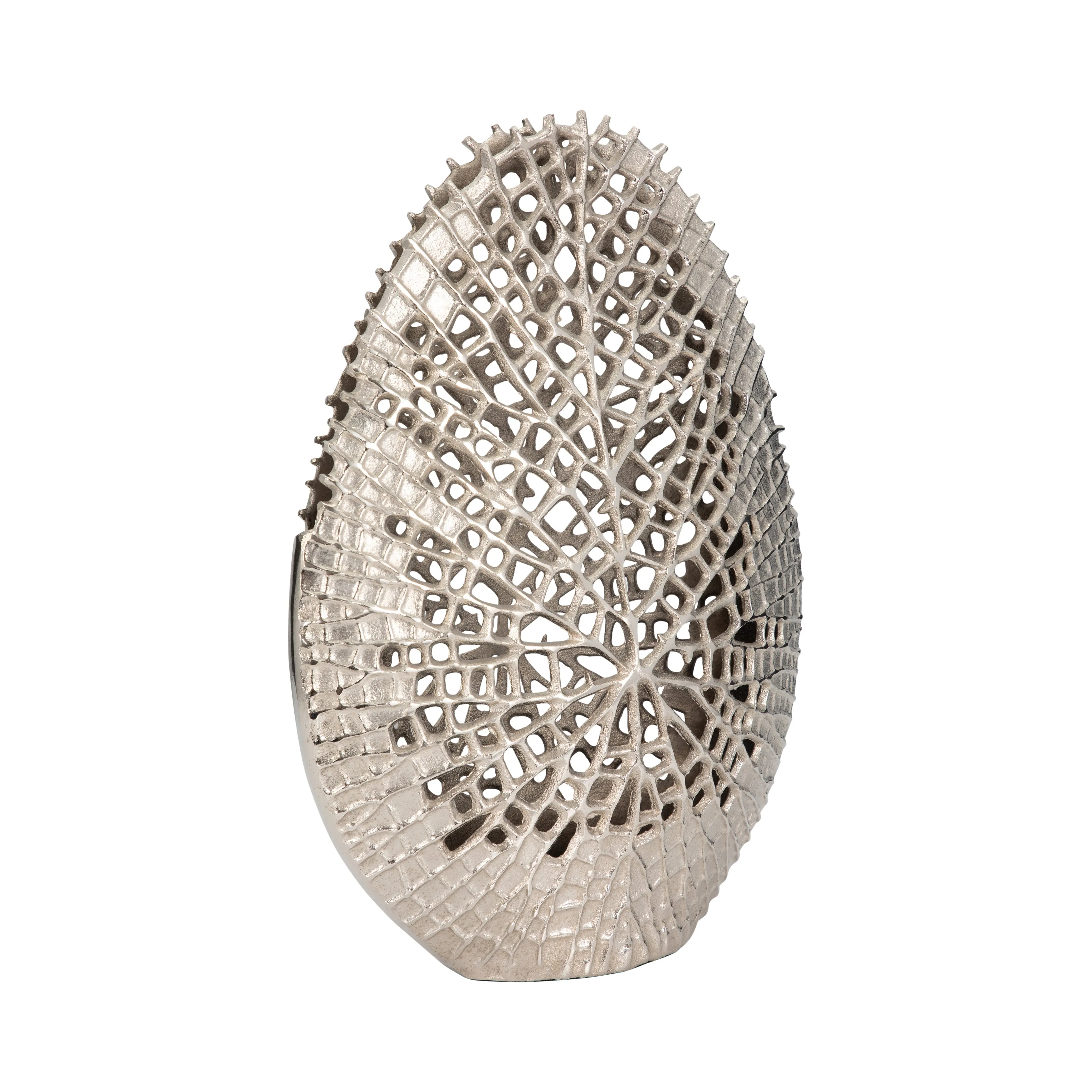 METAL, 18" CONTEMPORARY VASE, SILVER