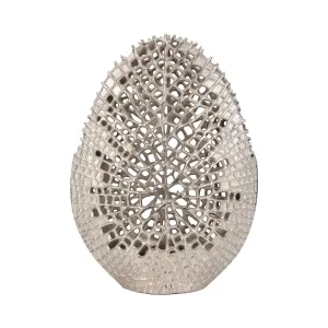 METAL, 18" CONTEMPORARY VASE, SILVER