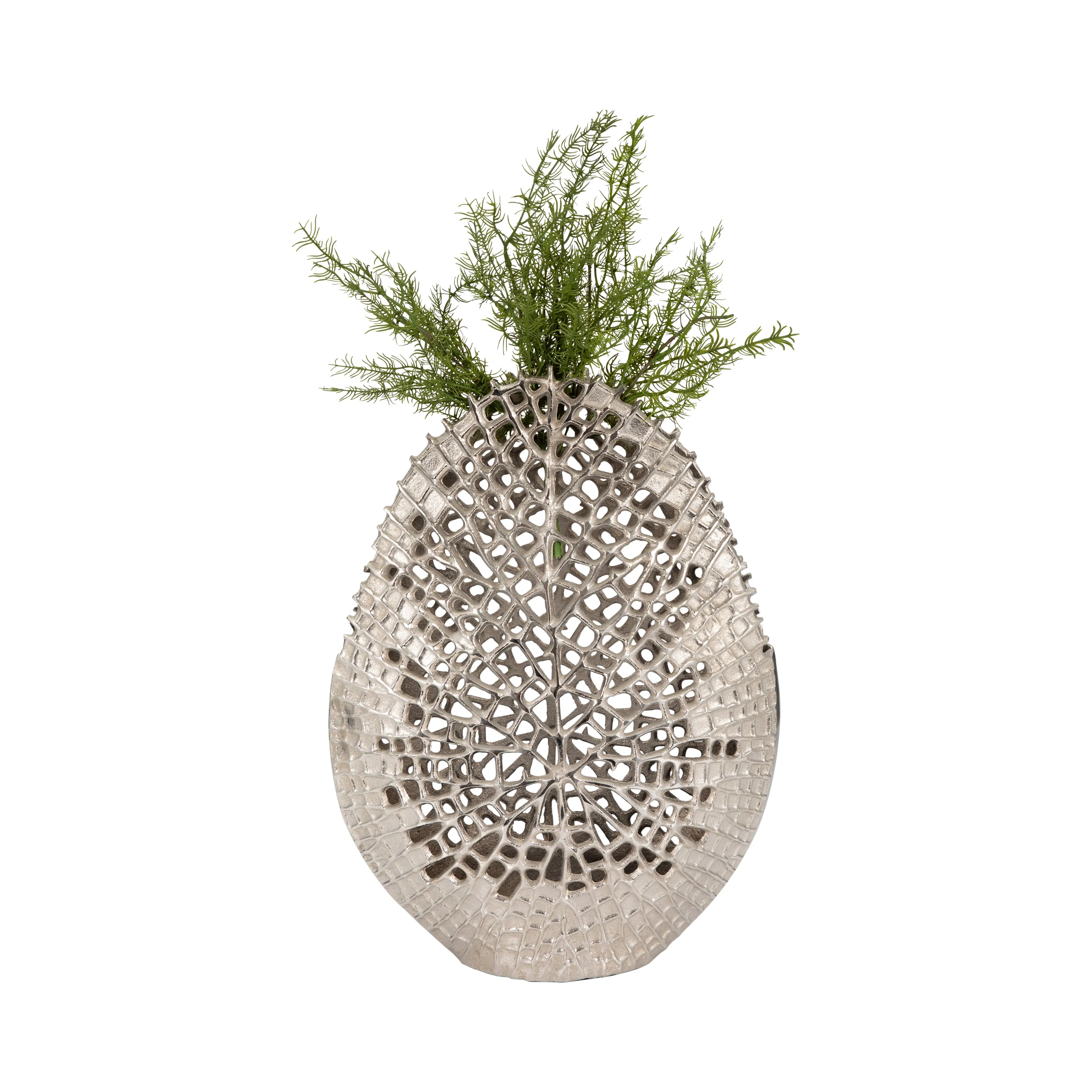 METAL, 18" CONTEMPORARY VASE, SILVER