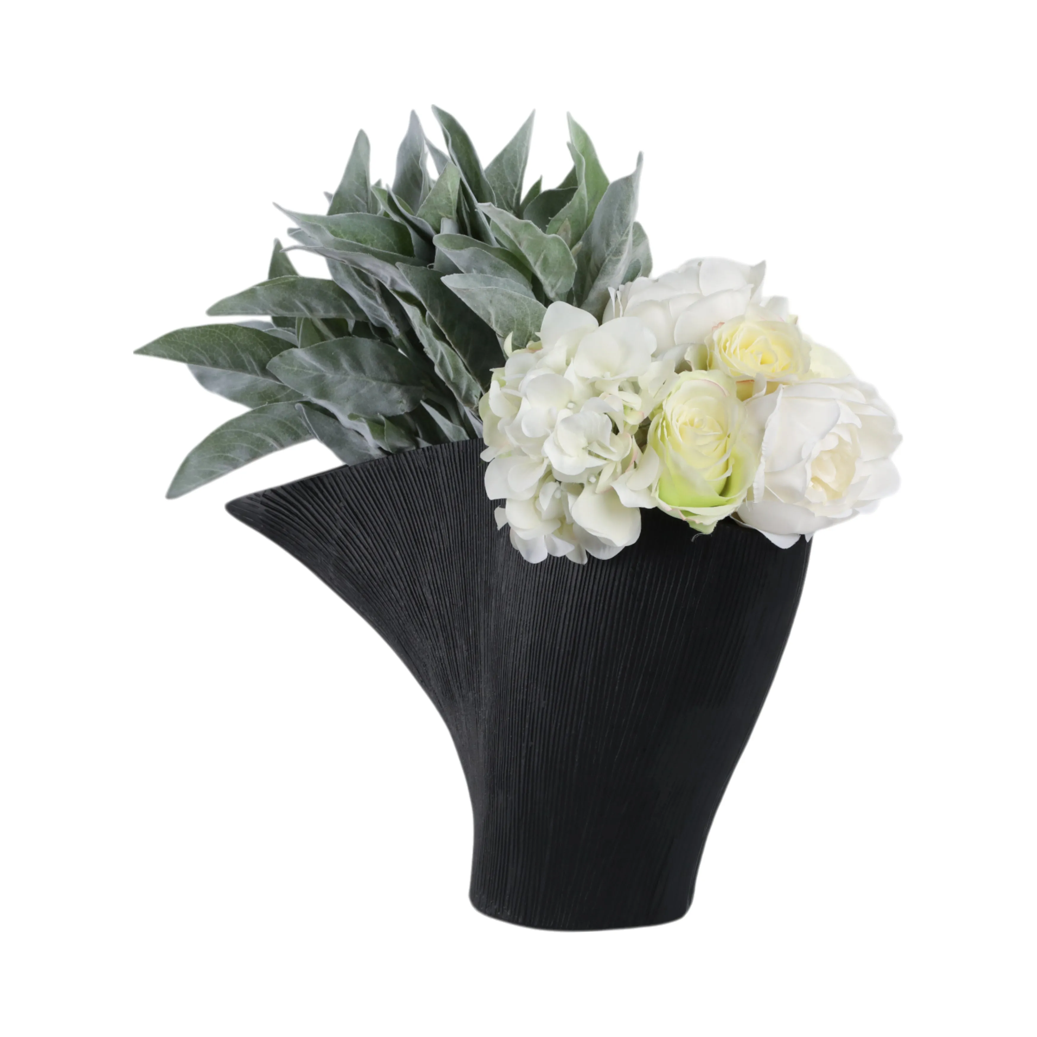 Metal, 18" Corinth Large Black Vase