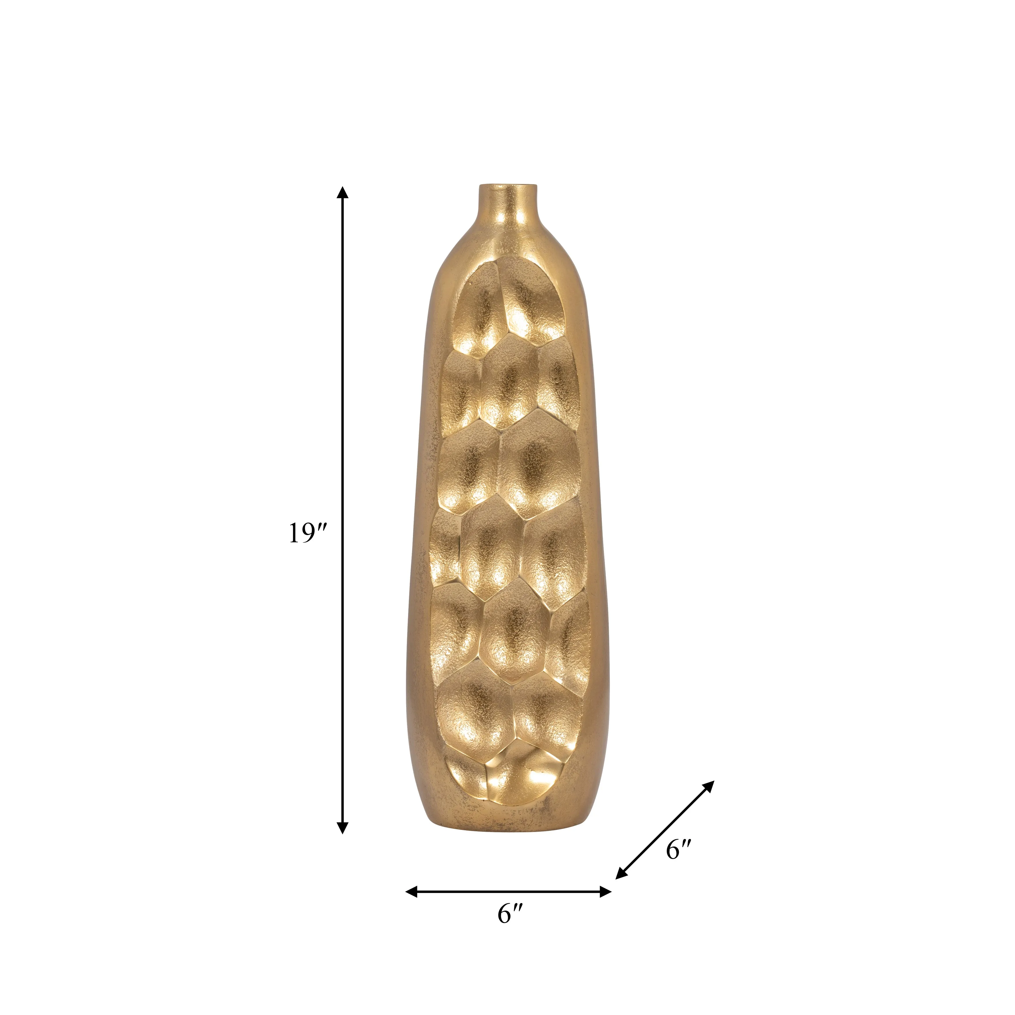 METAL, 19" CUT-OUT VASE, GOLD