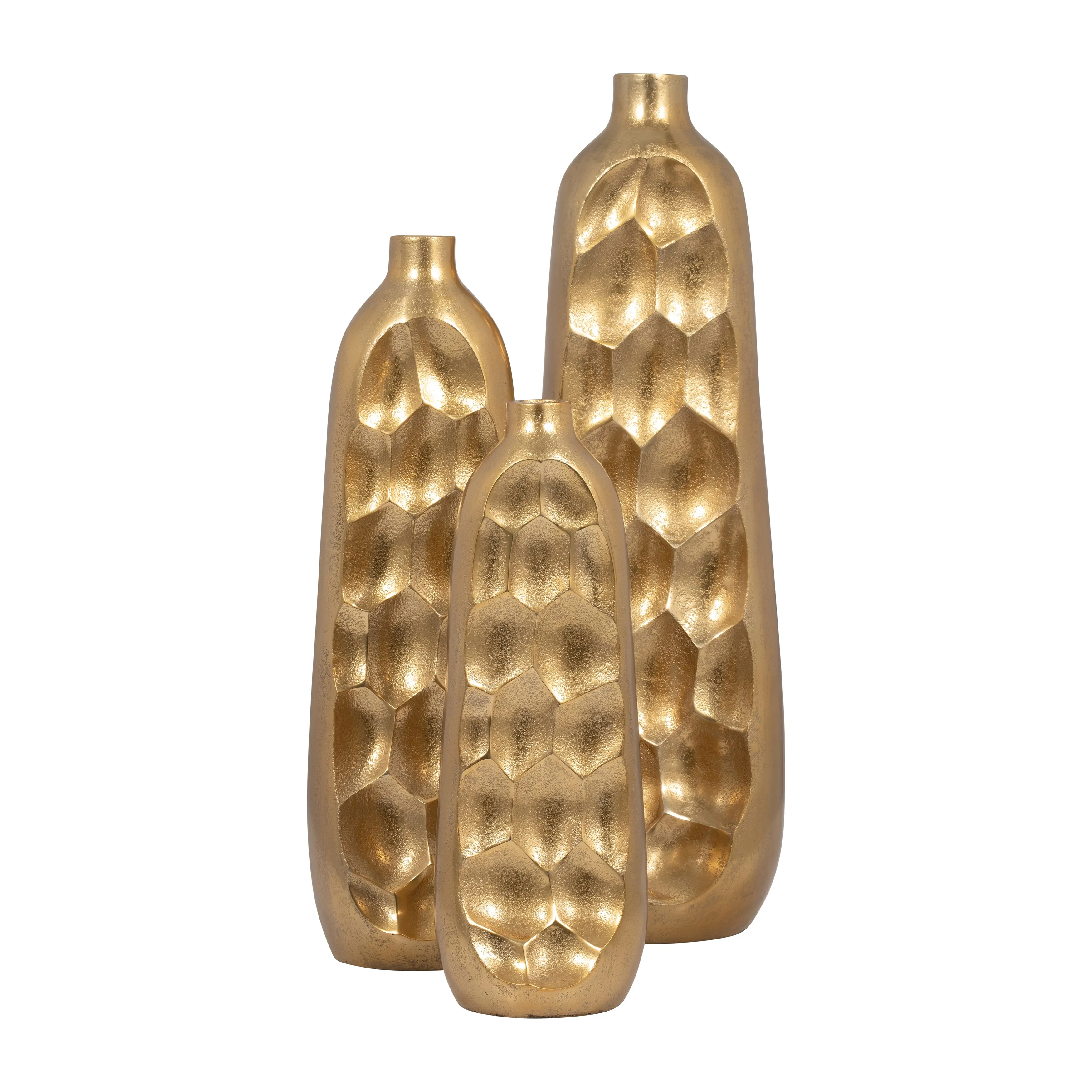 METAL, 19" CUT-OUT VASE, GOLD