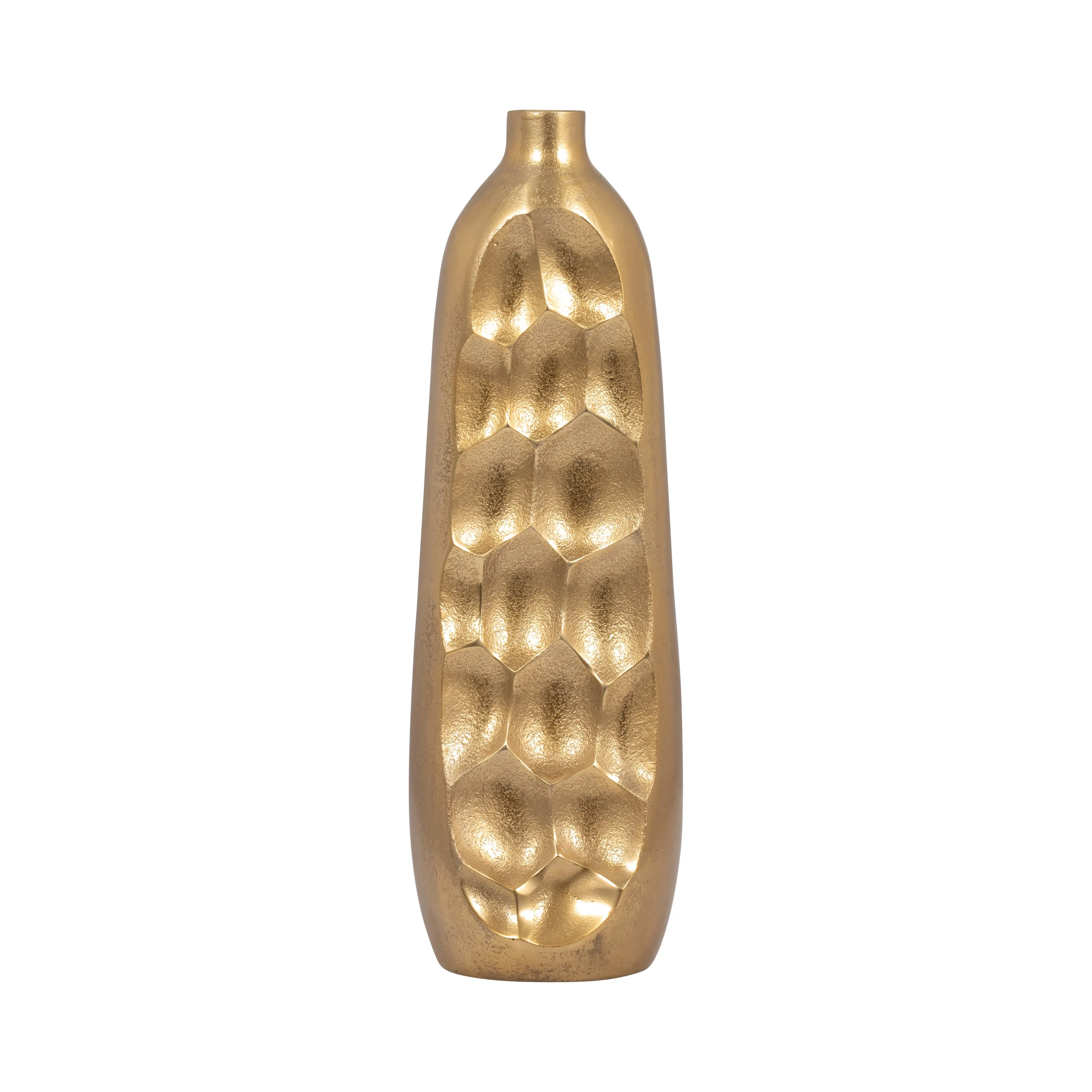 METAL, 19" CUT-OUT VASE, GOLD