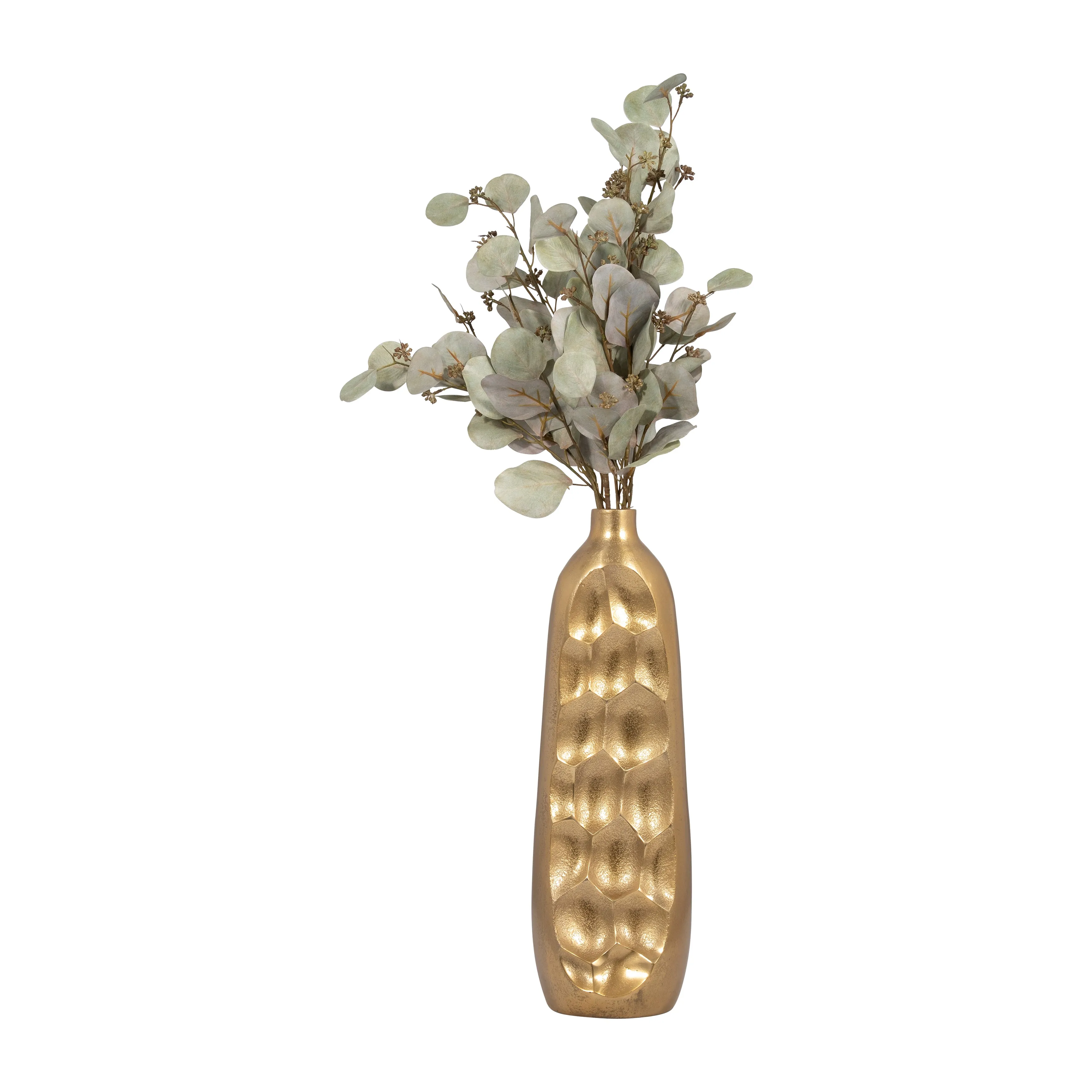 METAL, 19" CUT-OUT VASE, GOLD