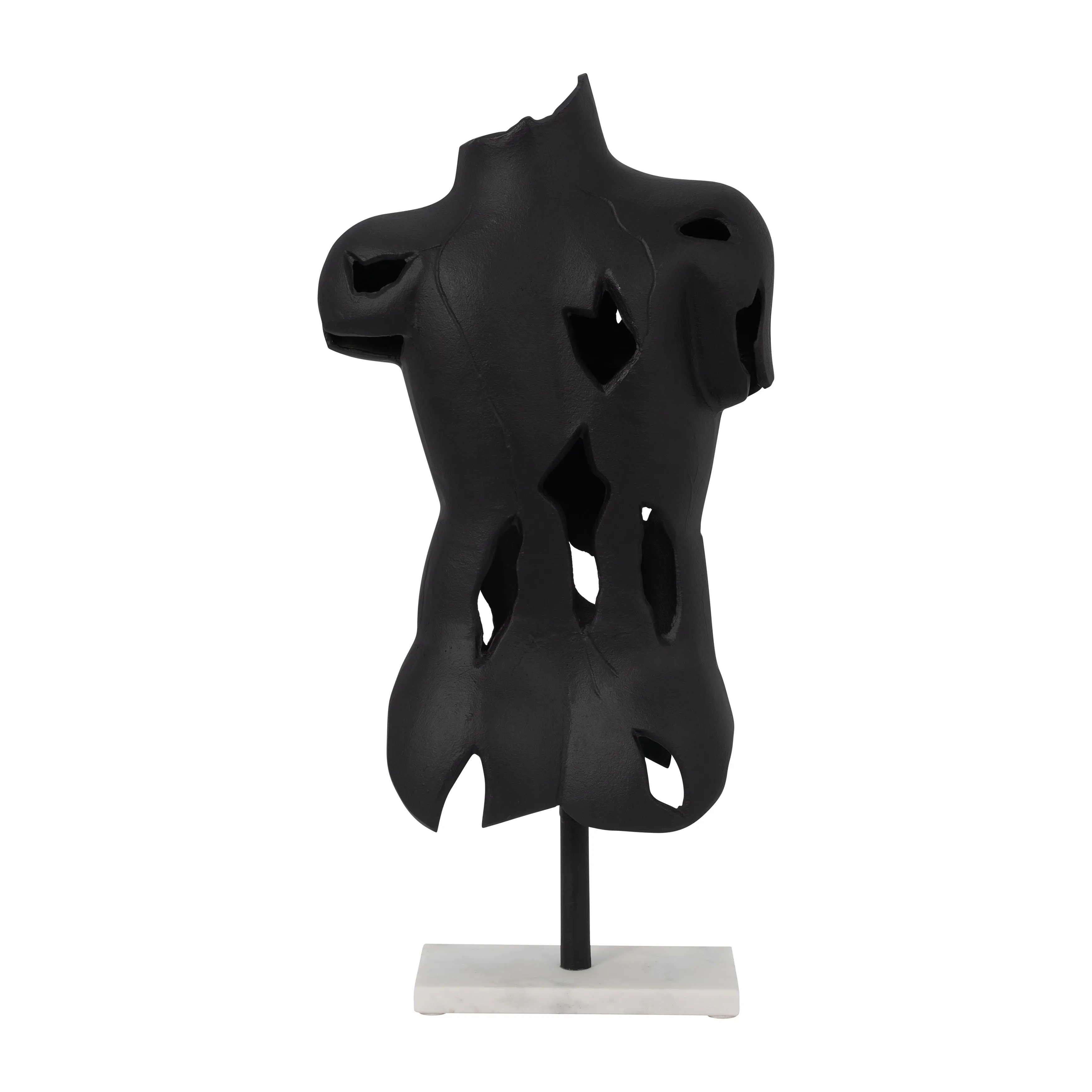 METAL, 23" CRACKED BUST ON STAND, BLACK