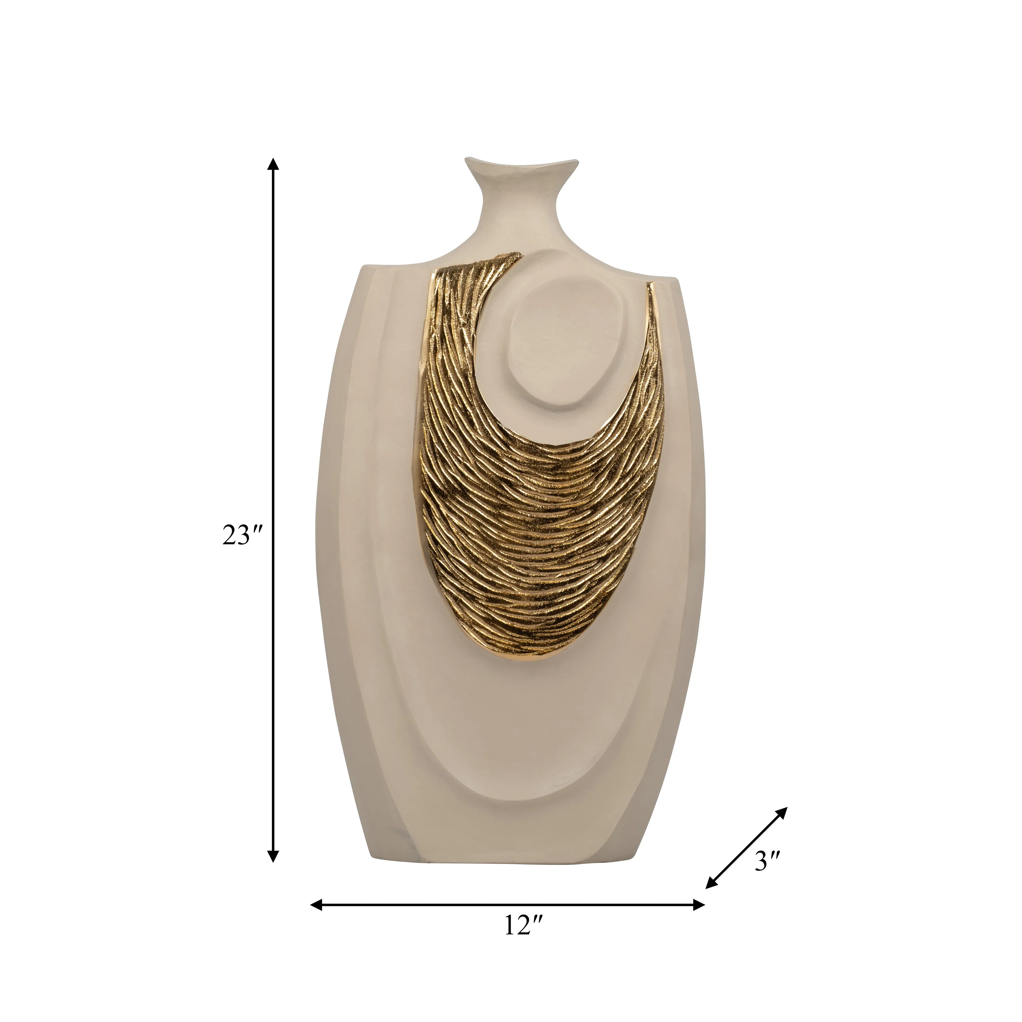 METAL, 23" EMBOSSED SWIRL VASE, GOLD/NUDE