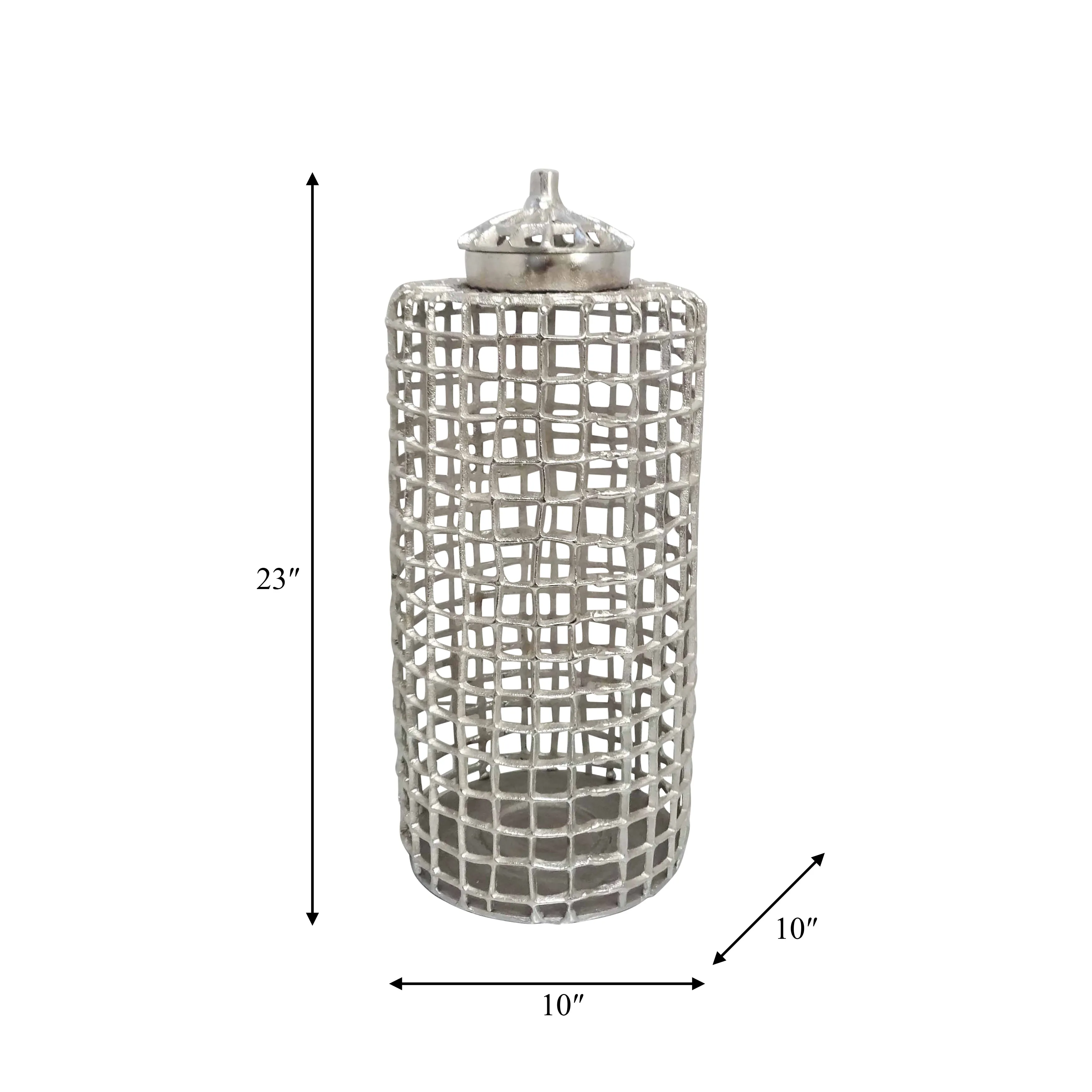 METAL, 23" LIDDED JAR, SILVER