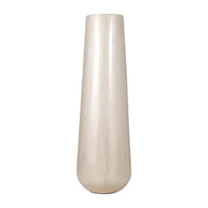 METAL 24"H ALABASTRON VASE, PEARL WHITE