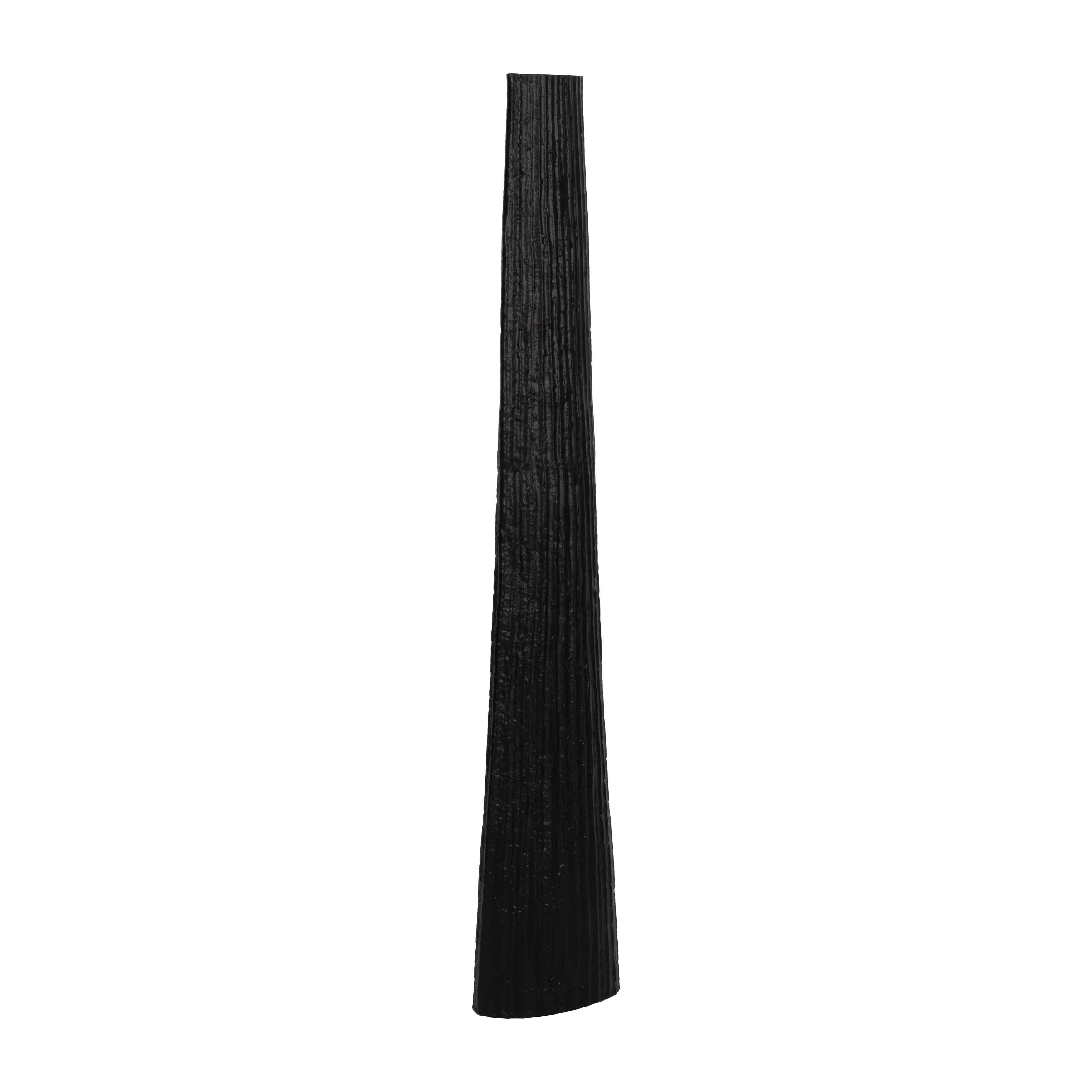 METAL, 58" RIBBED FLOOR VASE, BLACK