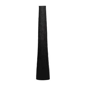 METAL, 58" RIBBED FLOOR VASE, BLACK