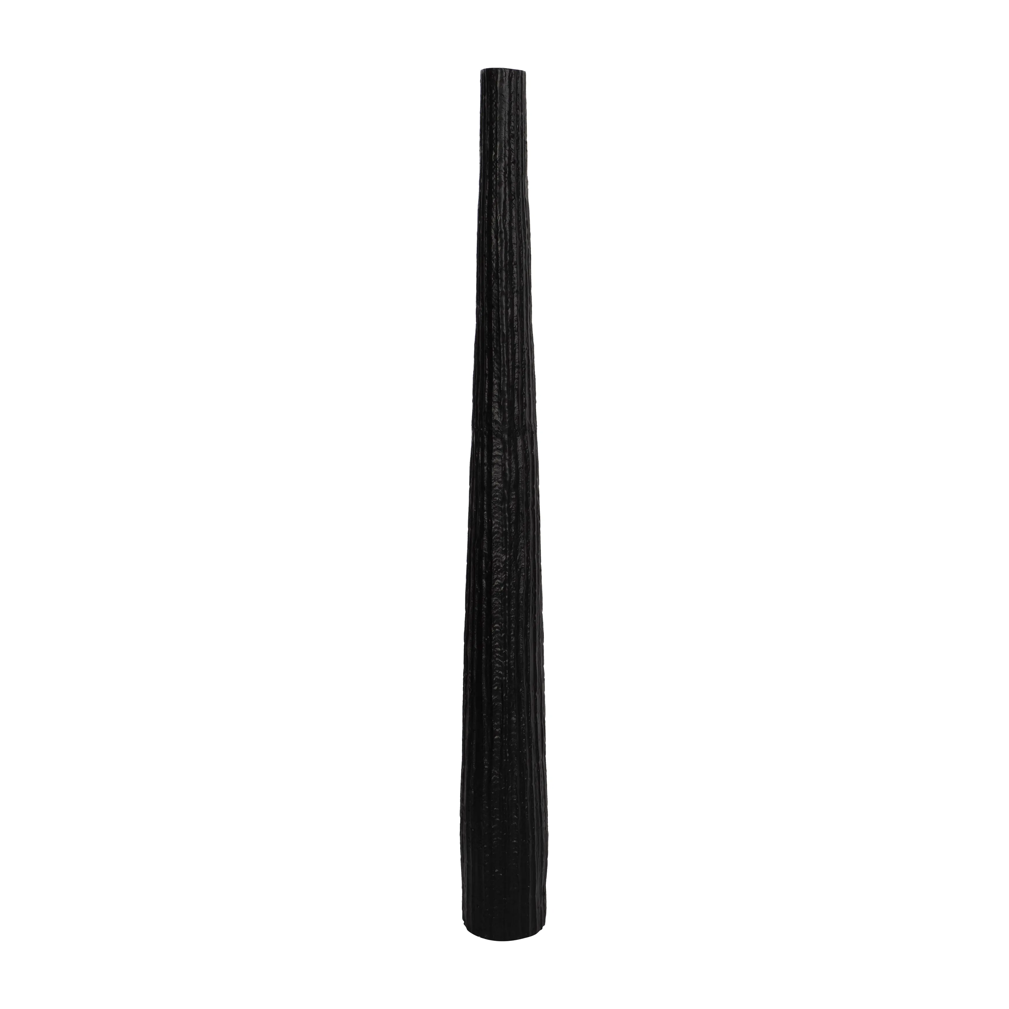 METAL, 58" RIBBED FLOOR VASE, BLACK