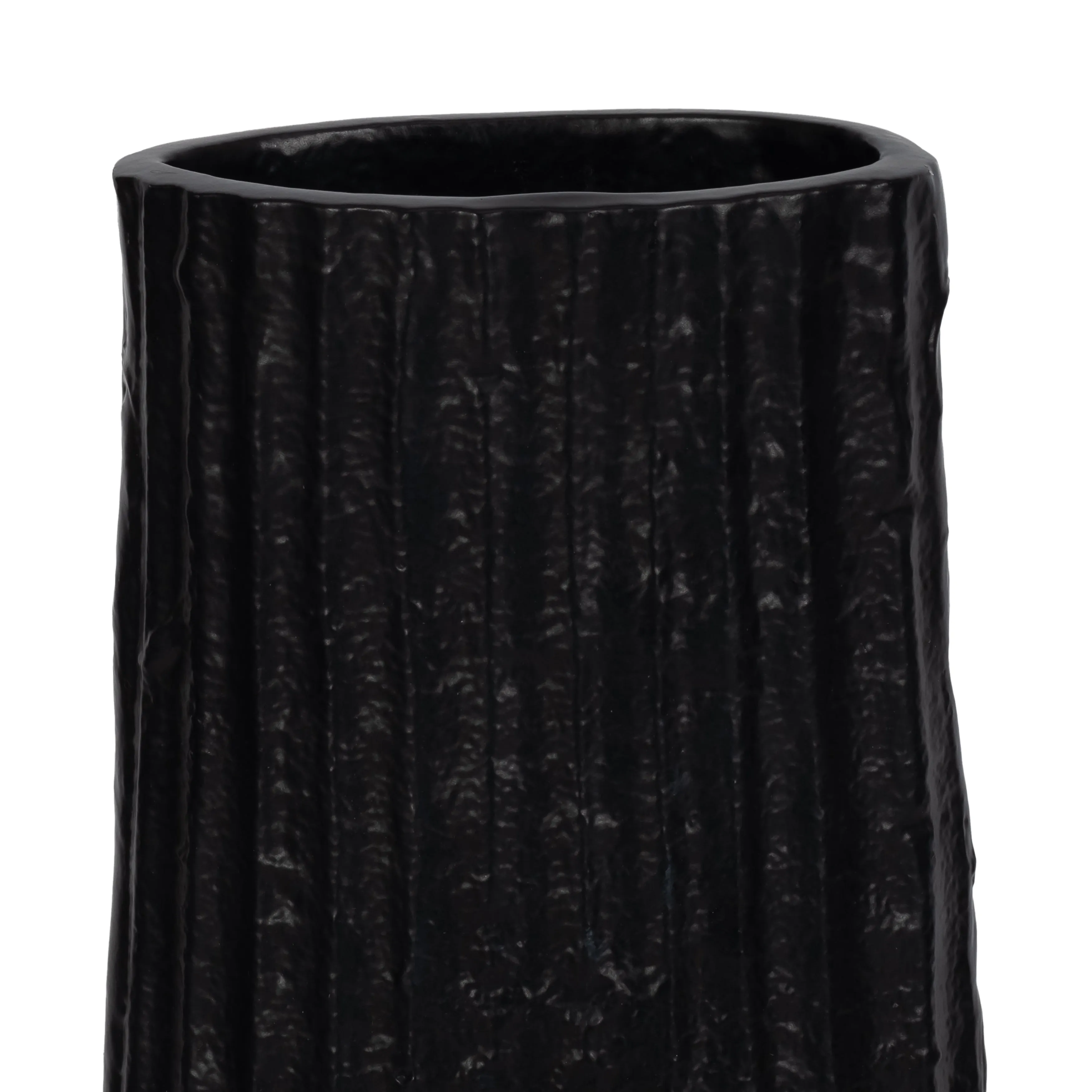 METAL, 58" RIBBED FLOOR VASE, BLACK