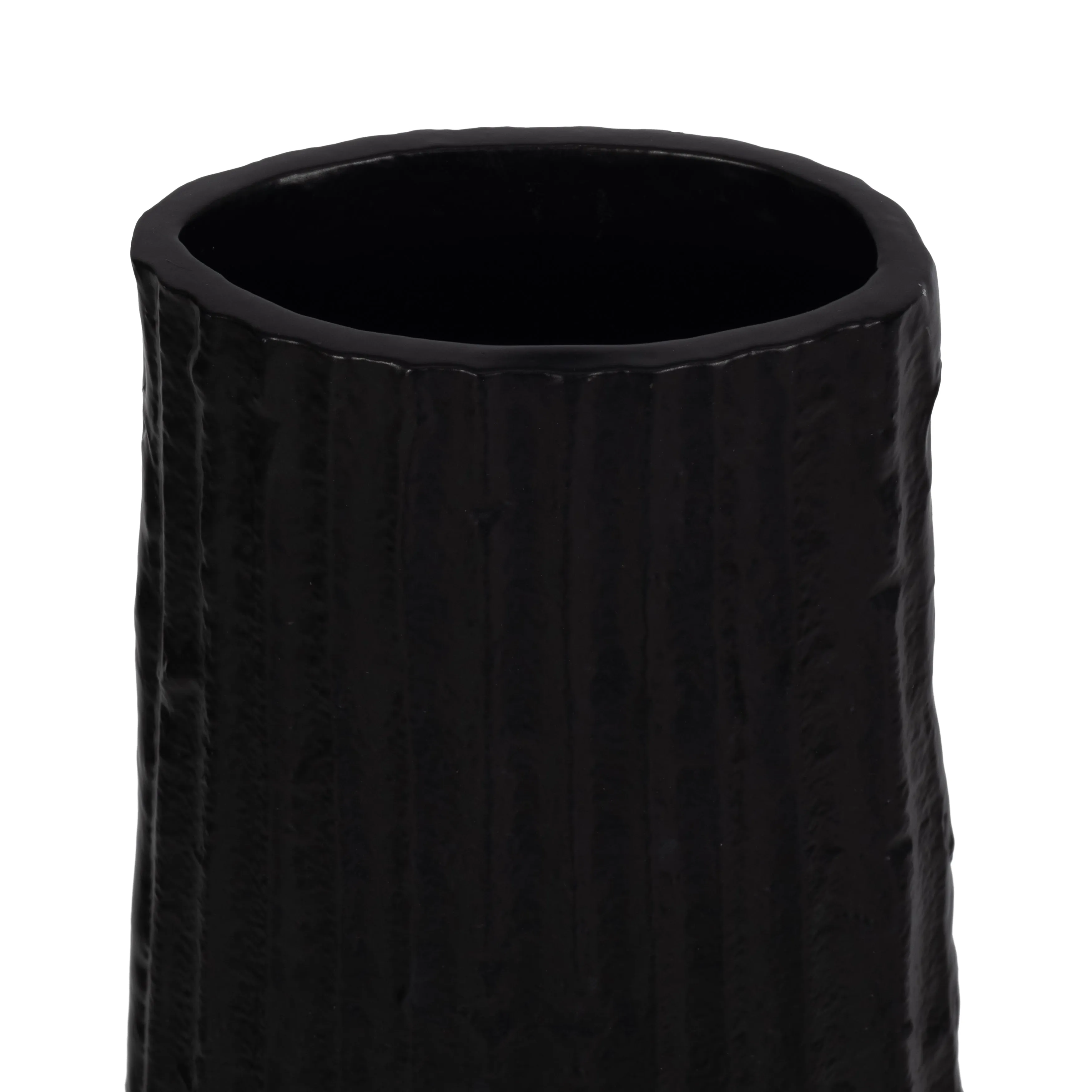 METAL, 58" RIBBED FLOOR VASE, BLACK