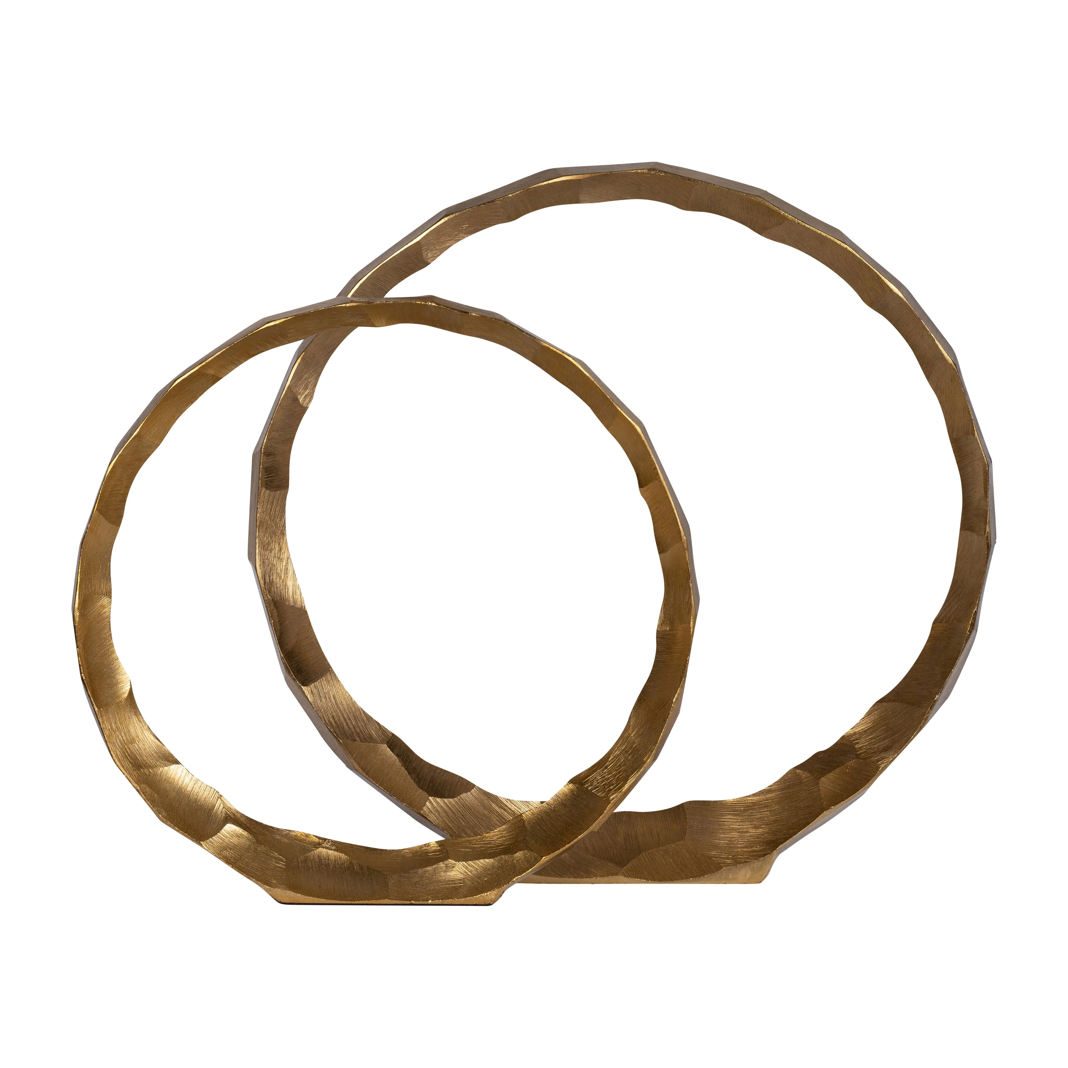 METAL, S/2, 14/17" HAMMERED DECORATIVE RINGS, GOLD