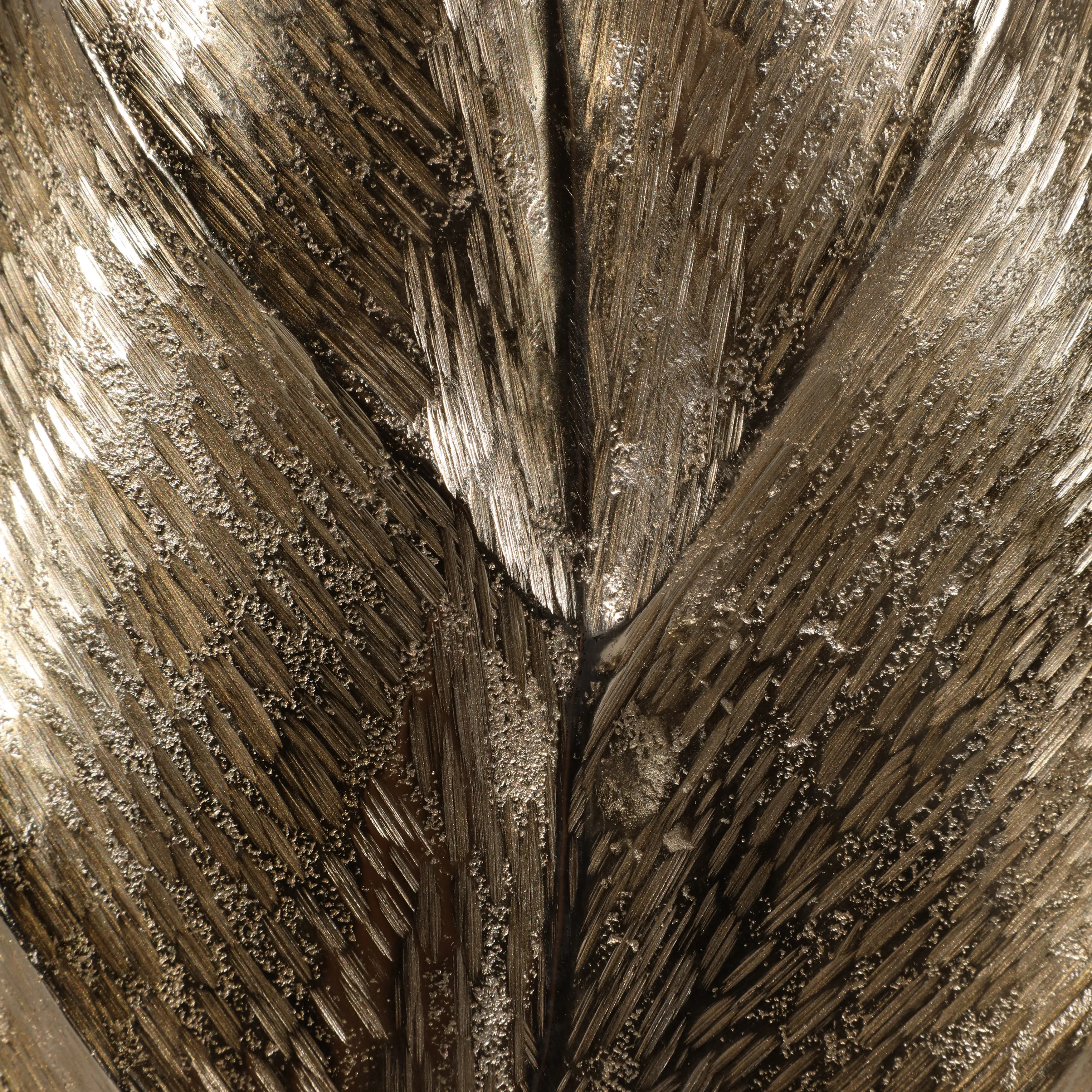 Metal, S/2 16/21" Fauna Leaf Vases, Champagne