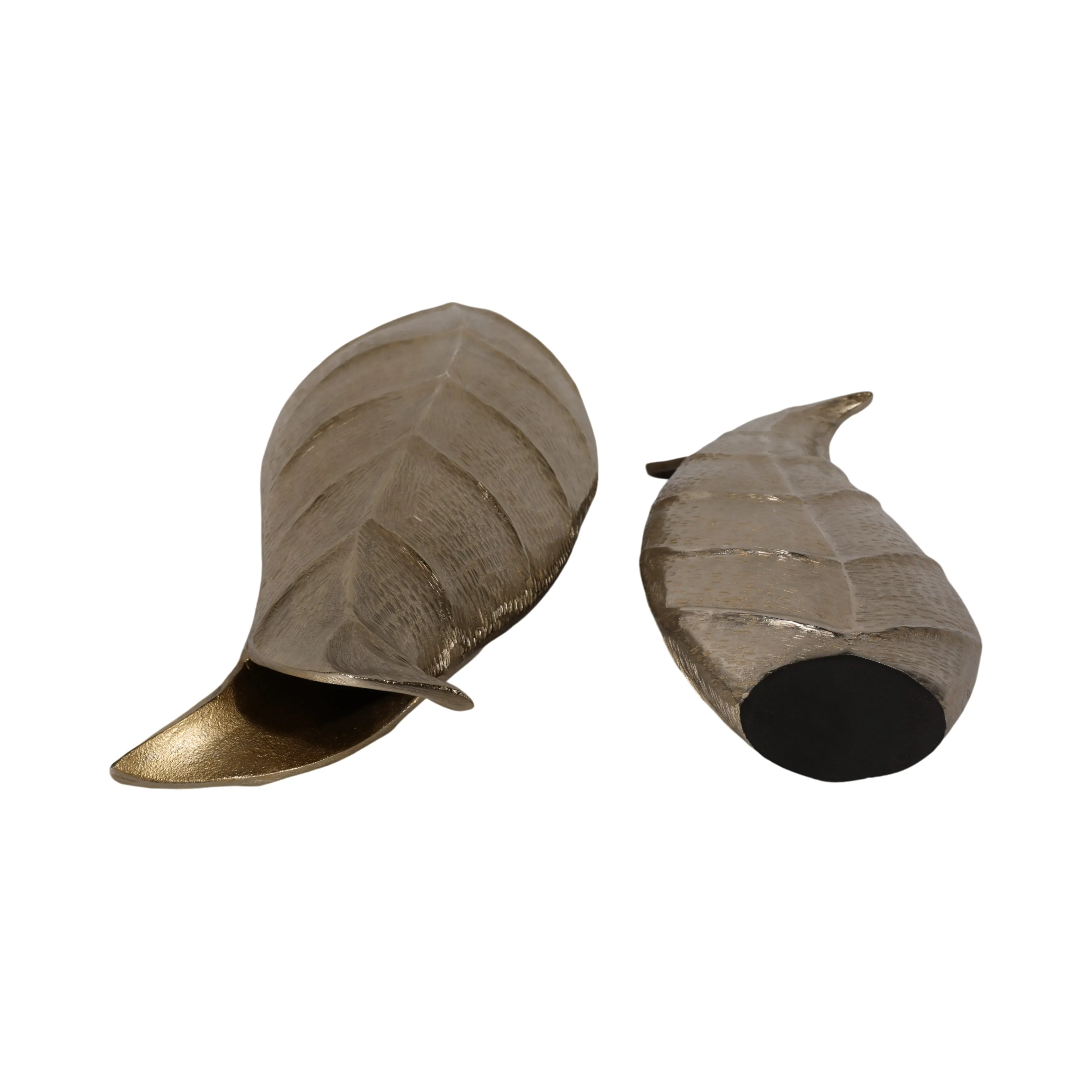 Metal, S/2 16/21" Fauna Leaf Vases, Champagne