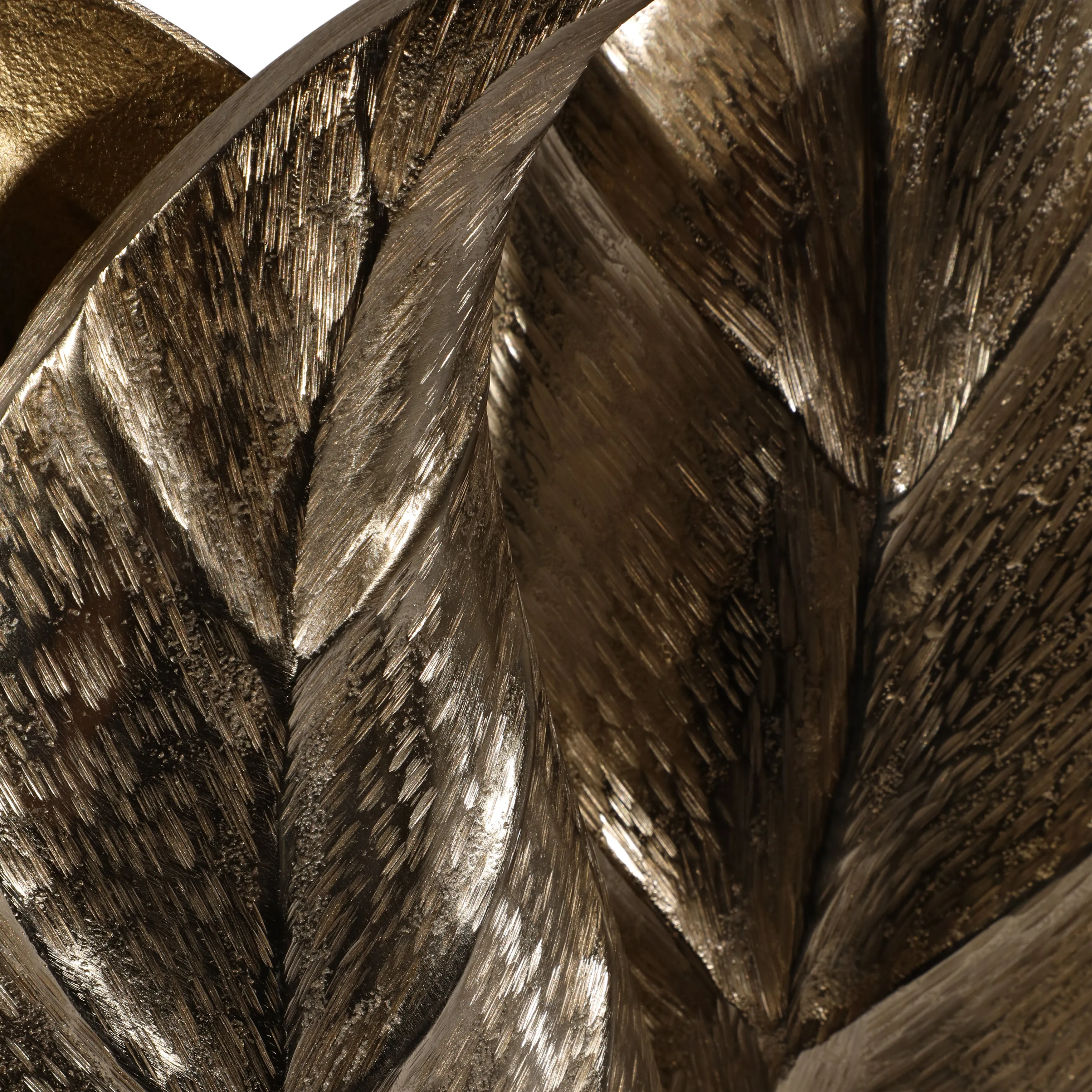 Metal, S/2 16/21" Fauna Leaf Vases, Champagne
