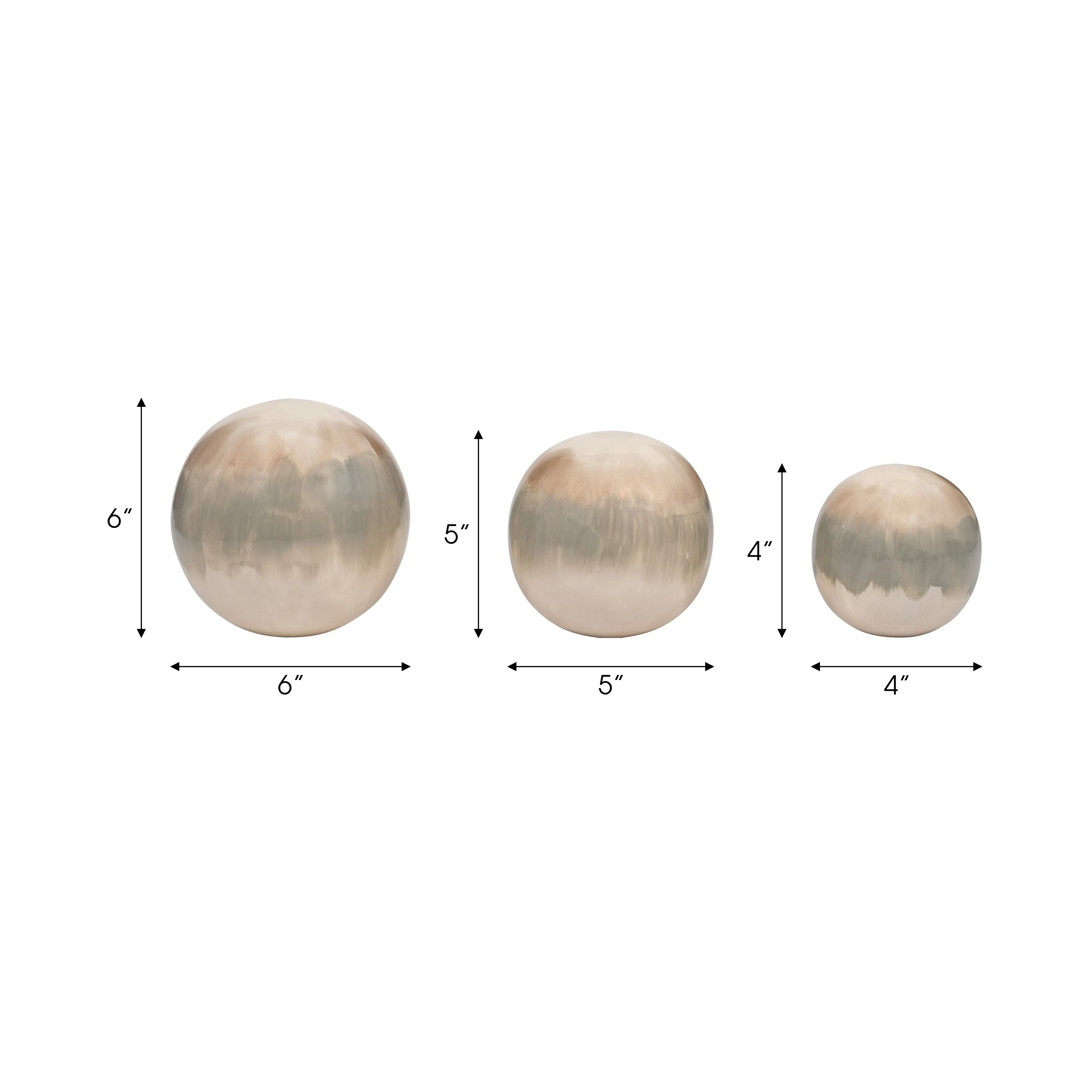 METAL, S/3 4/5/6" GALAXY ORBS, PEARL