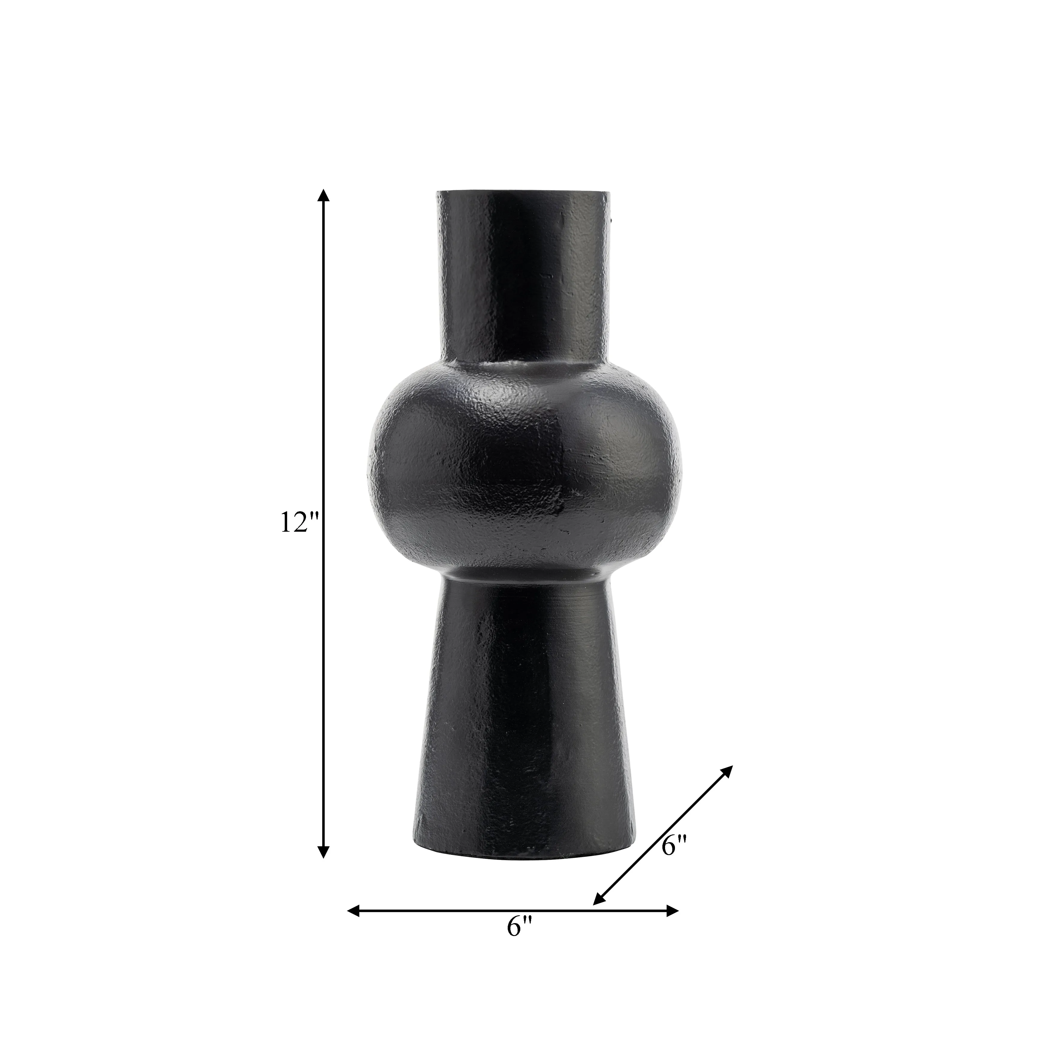 Metal,12"H, Mid Ellipsoid Vase,Black