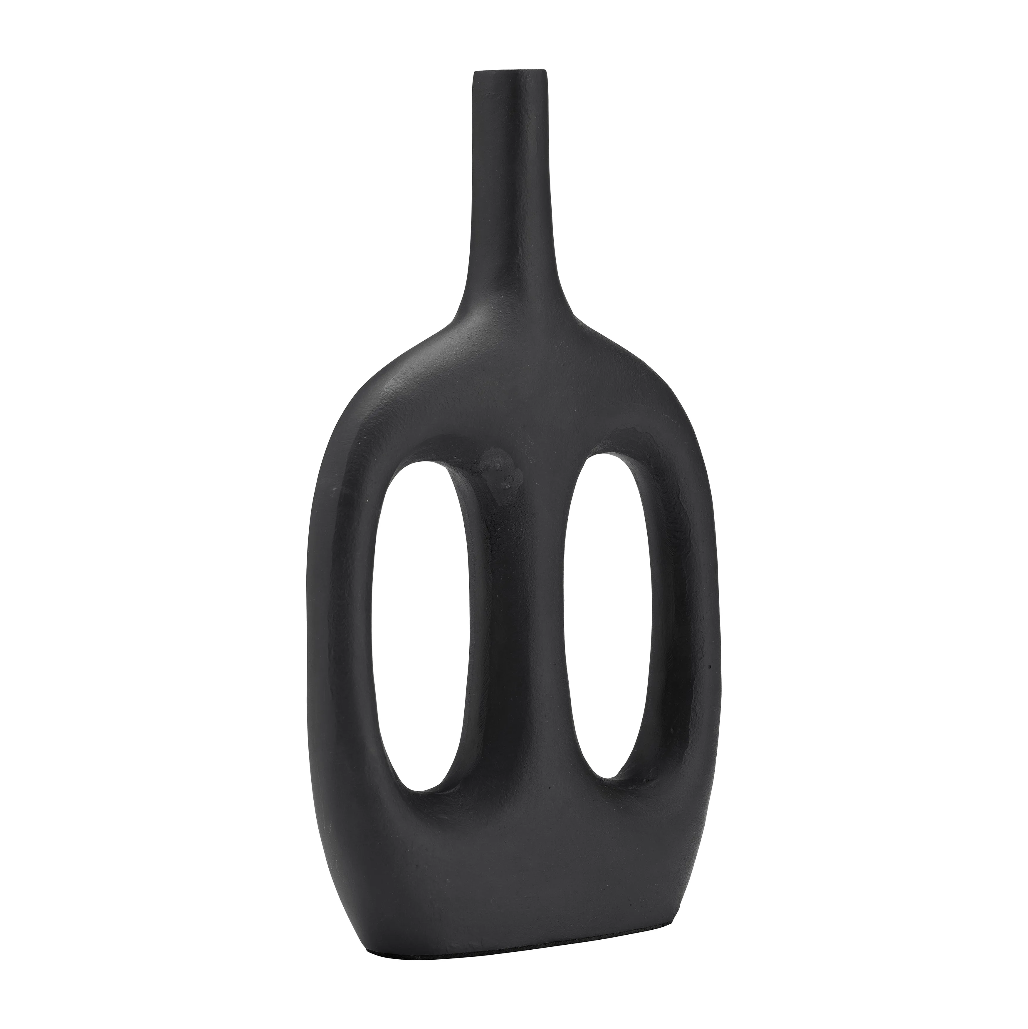 Metal,14"H,Hollow Handles Vase,Black