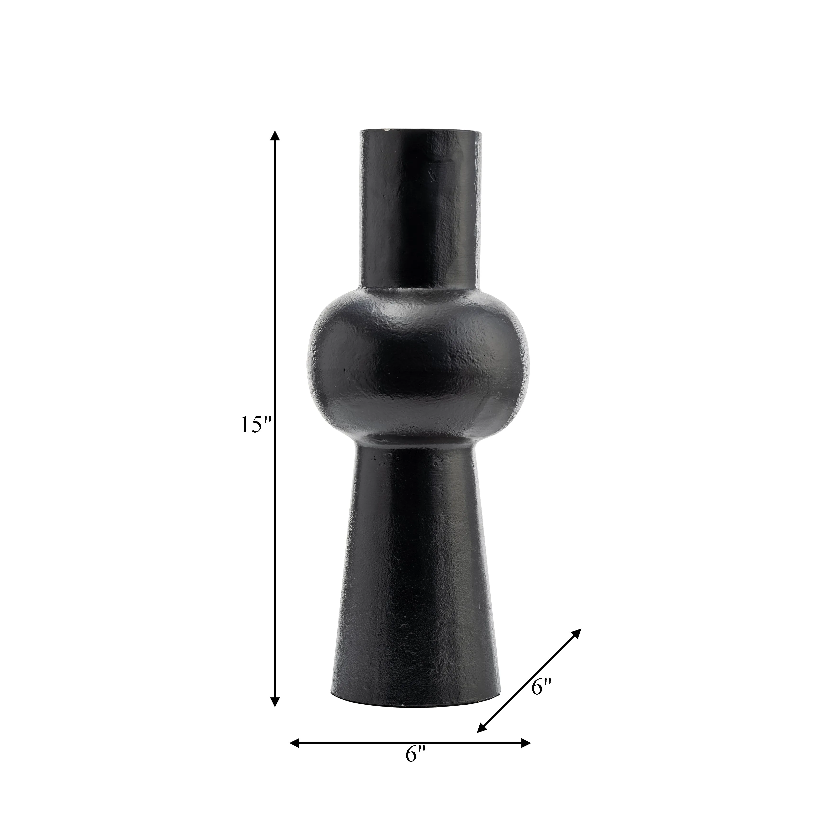 Metal,15"H, Mid Ellipsoid  Vase,Black