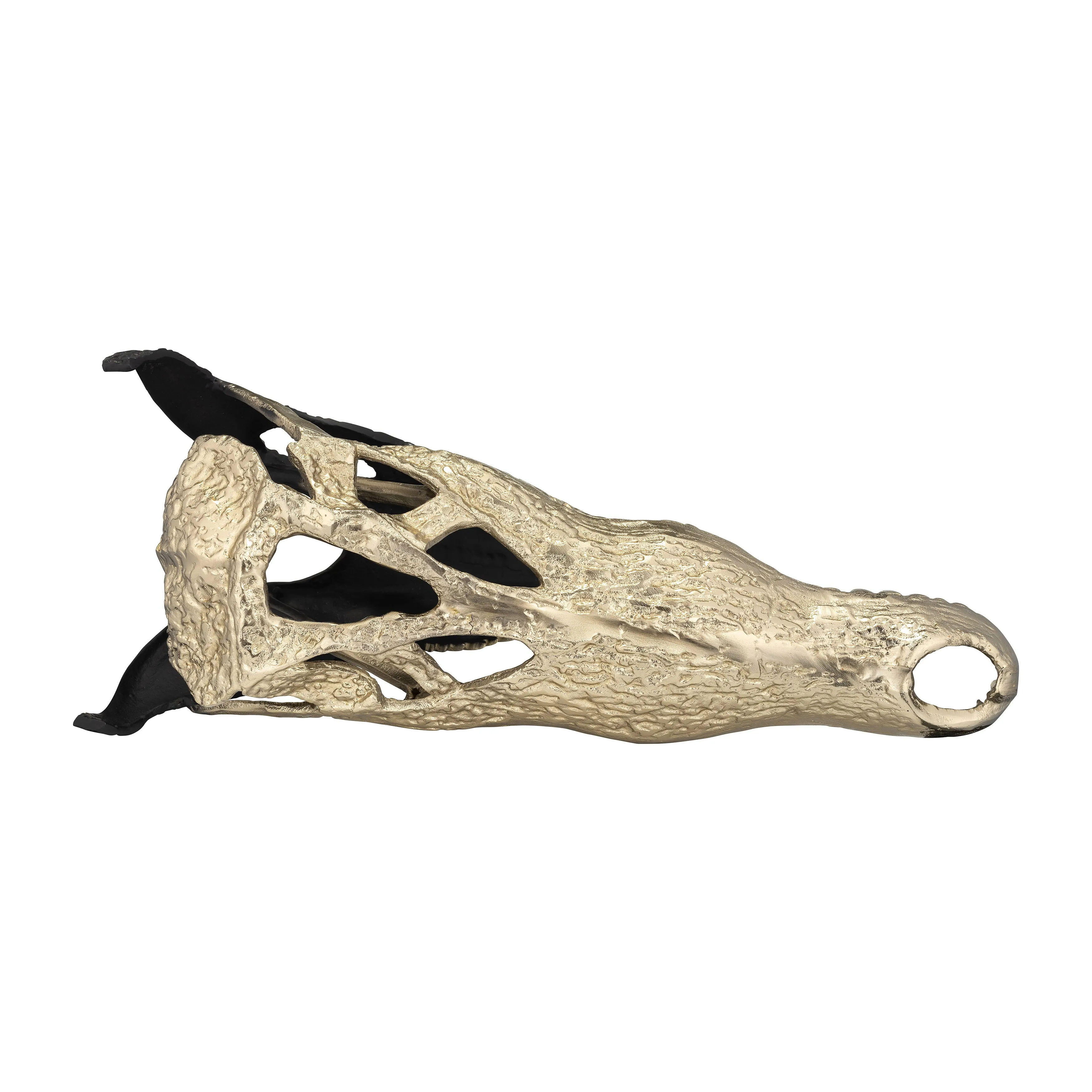 METAL,16",ALLIGATOR SKULL,GOLD/BLACK