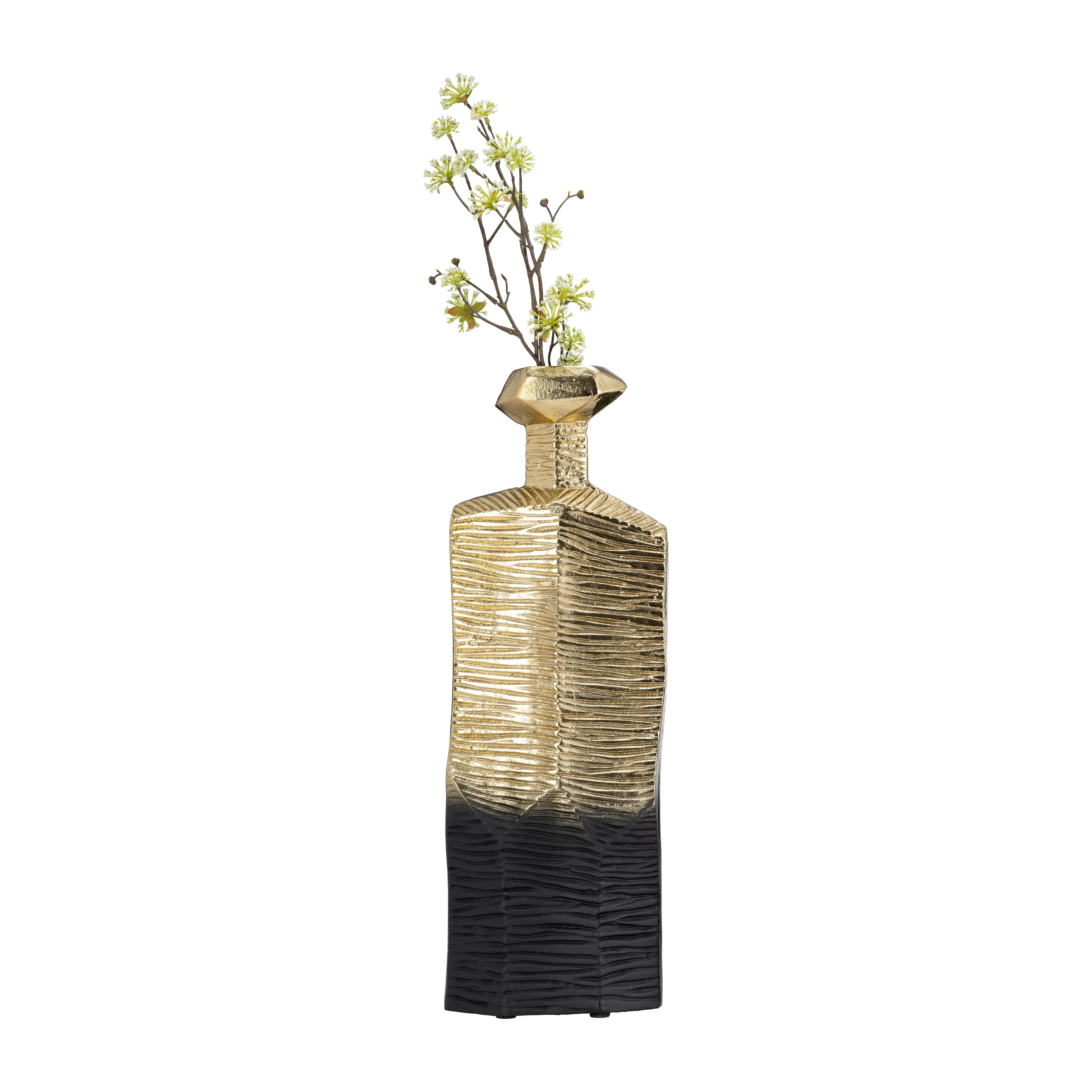 METAL,20",RIGGED VASE,GOLD/BLACK