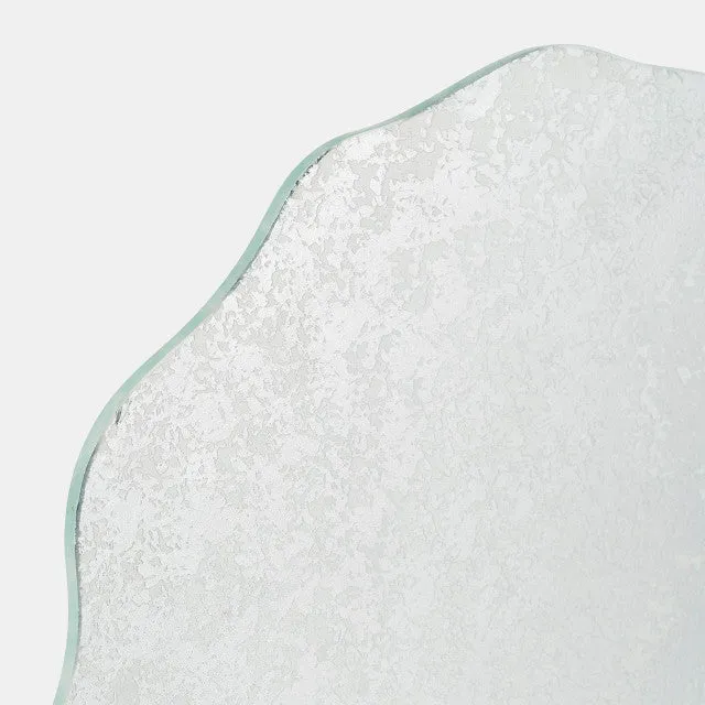 METAL,21"H,SPECKLED GLASS DISC ON MARBLE STAND,WHI