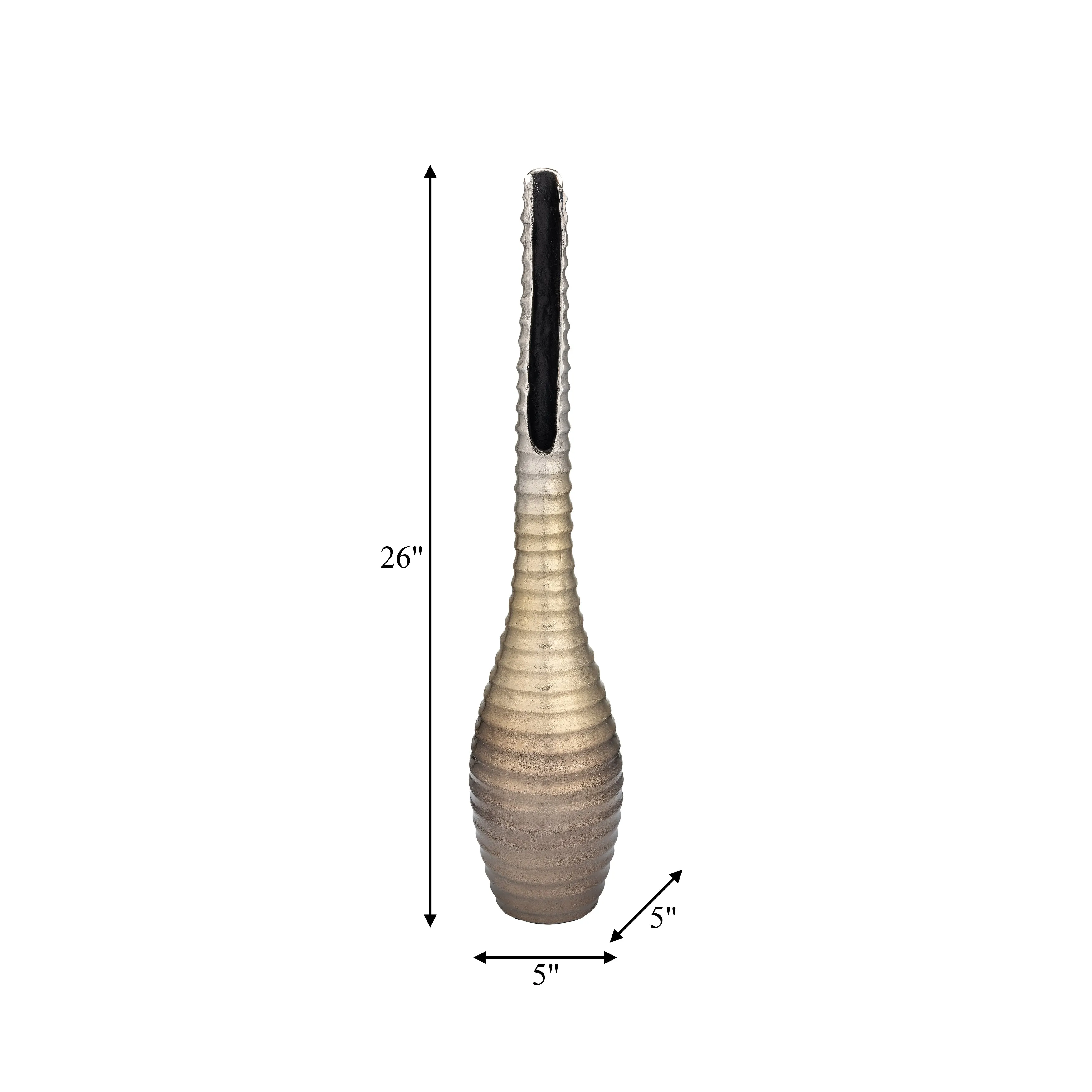METAL,26",SHELL ELONGATED VASE,GOLD