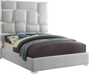 Milan White Faux Leather Queen Bed