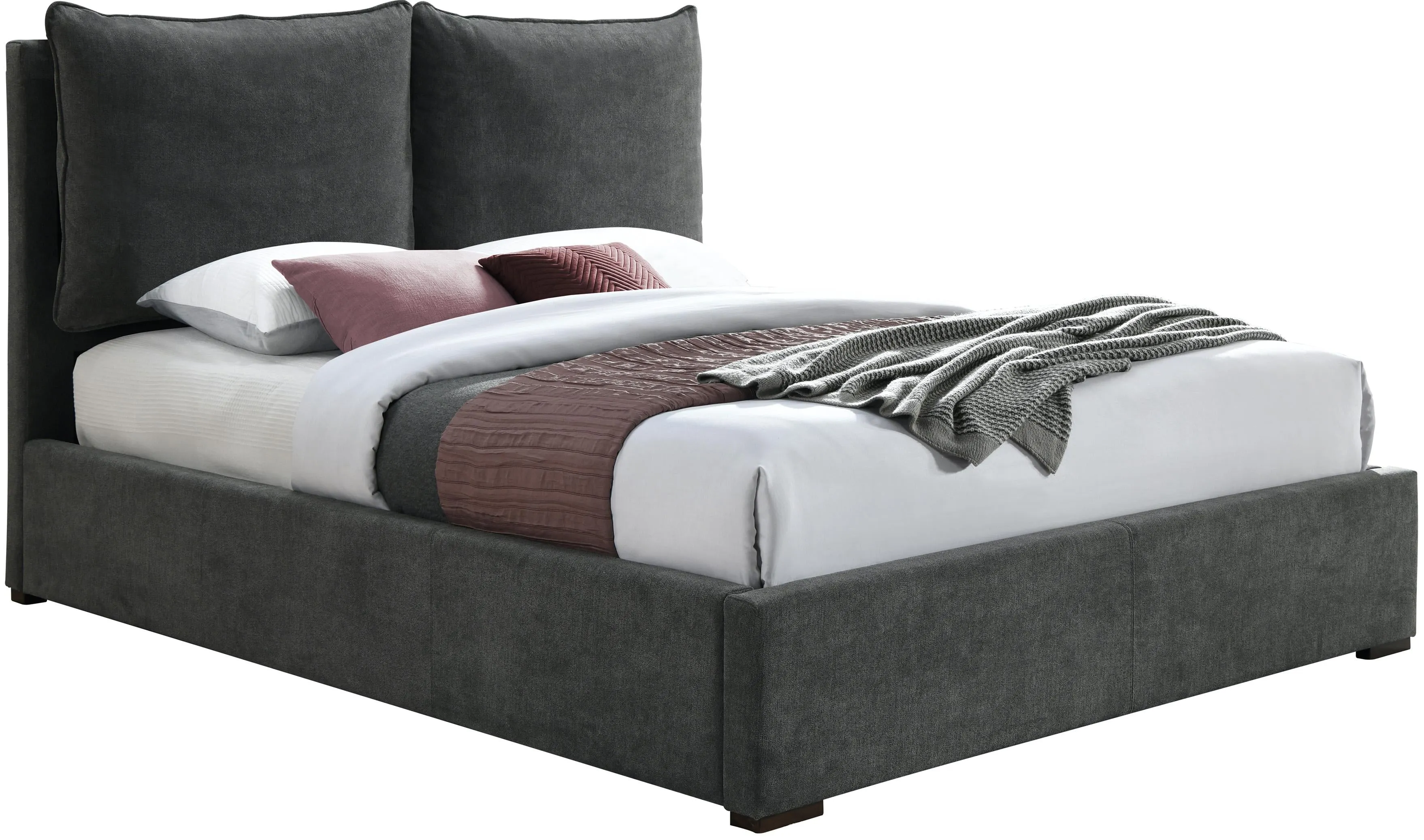 Misha Pepper Black Polyester Fabric King Bed (3 Boxes)