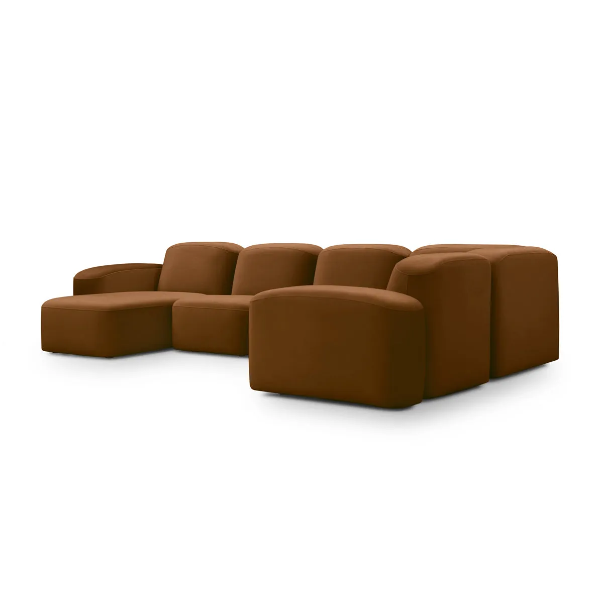 Muse 5 Piece LAF Modular Chaise Sofa (Malibu Cognac)