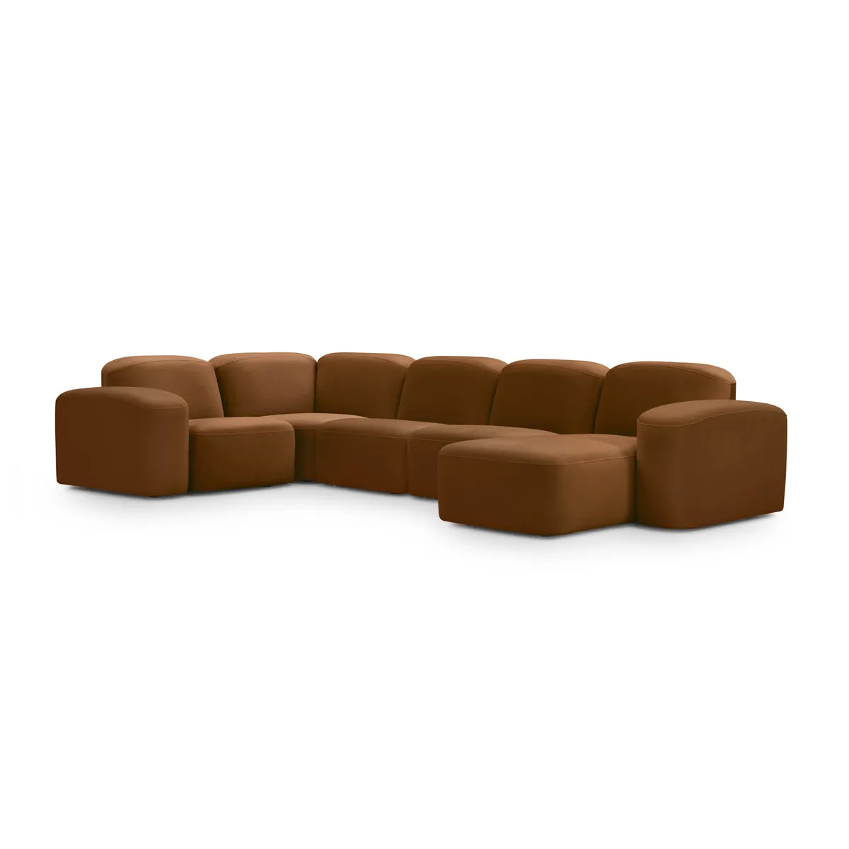 Muse 5 Piece LAF Modular Chaise Sofa (Malibu Cognac)