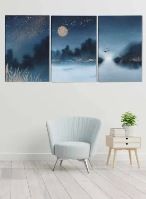 Night Moon Abstract Paintings(set of 3)