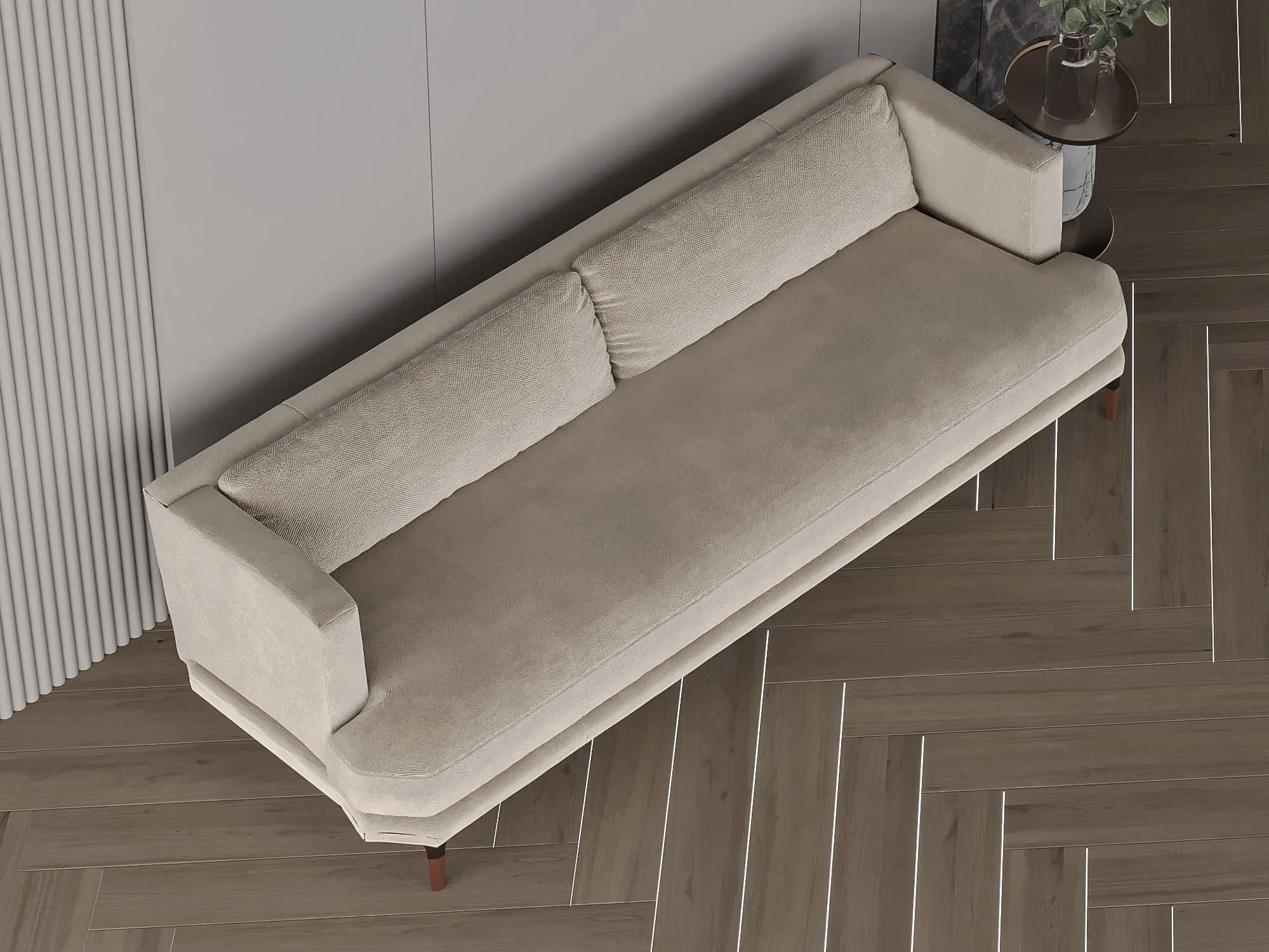 Off-white suede fabric sofa 250x75x40 cm