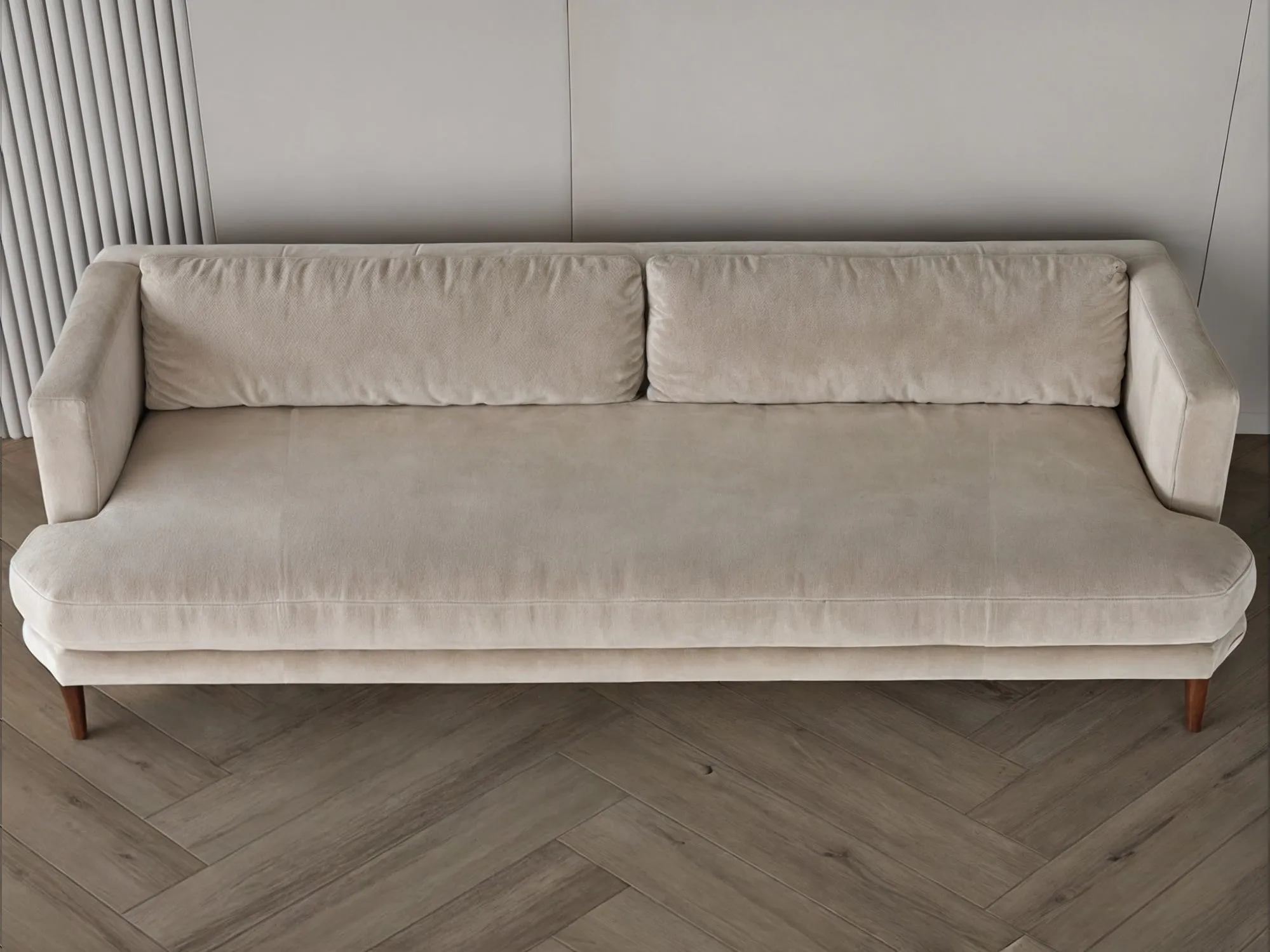 Off-white suede fabric sofa 250x75x40 cm