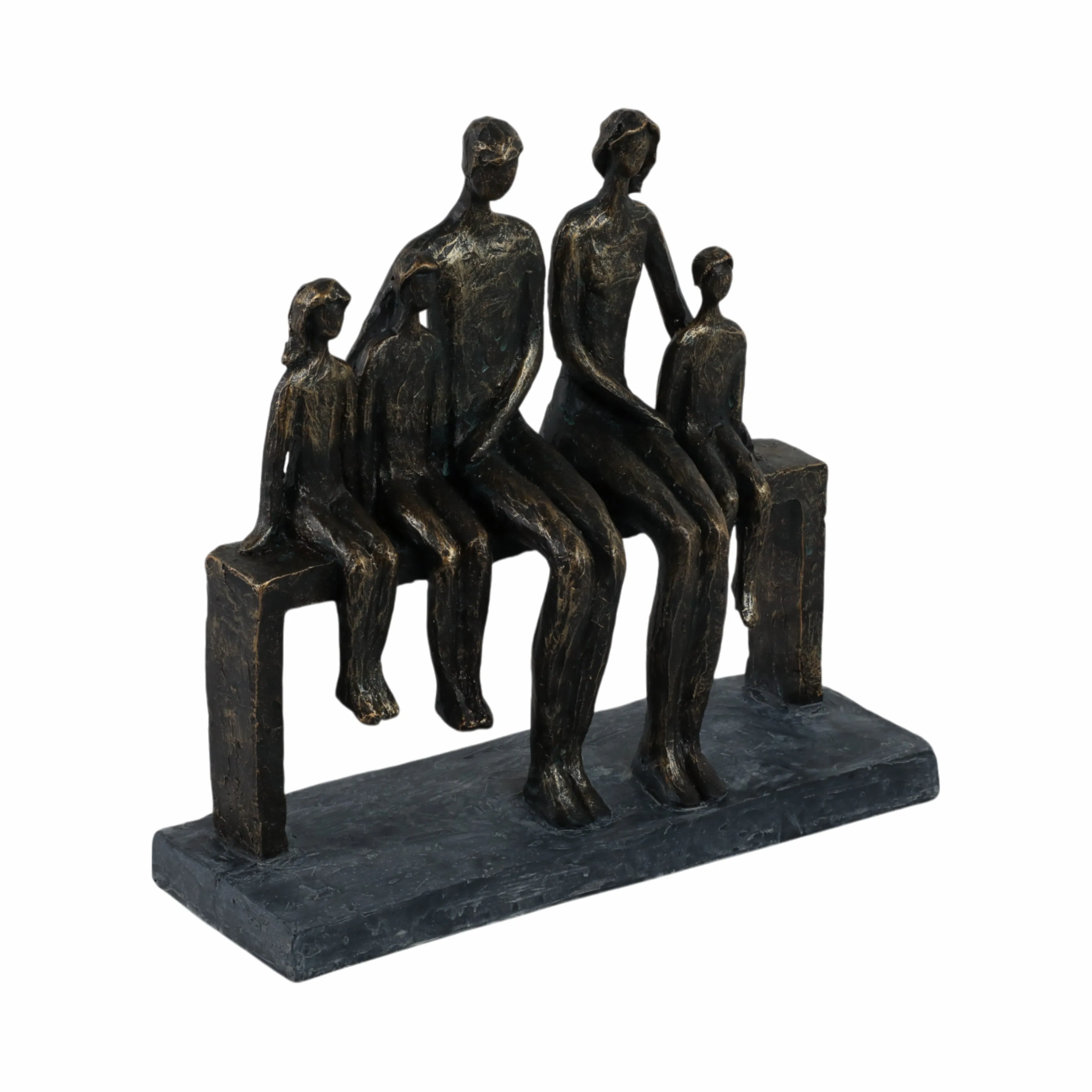 POLYRESIN 10" FAMILY SCULPTURE, BRONZE
