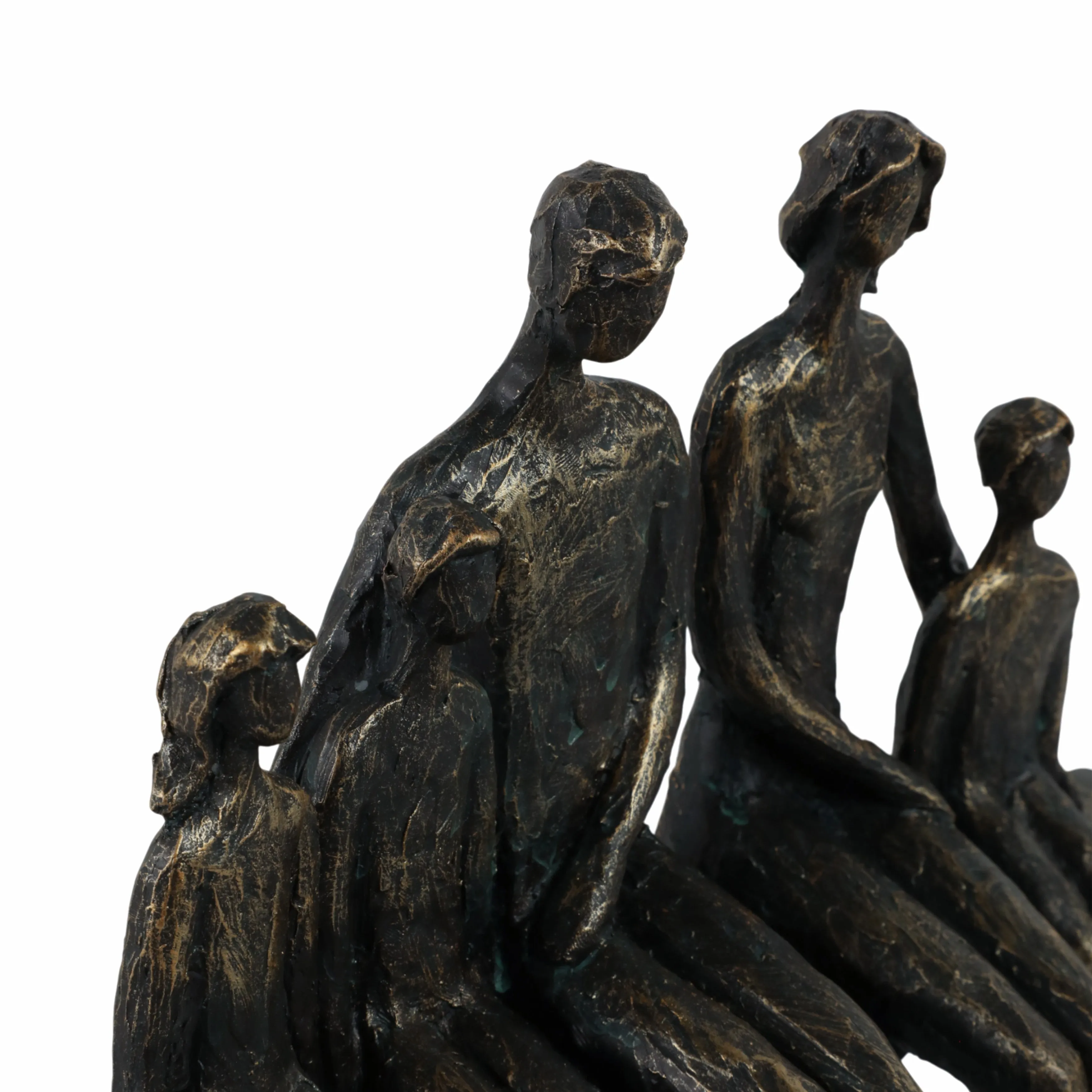 POLYRESIN 10" FAMILY SCULPTURE, BRONZE