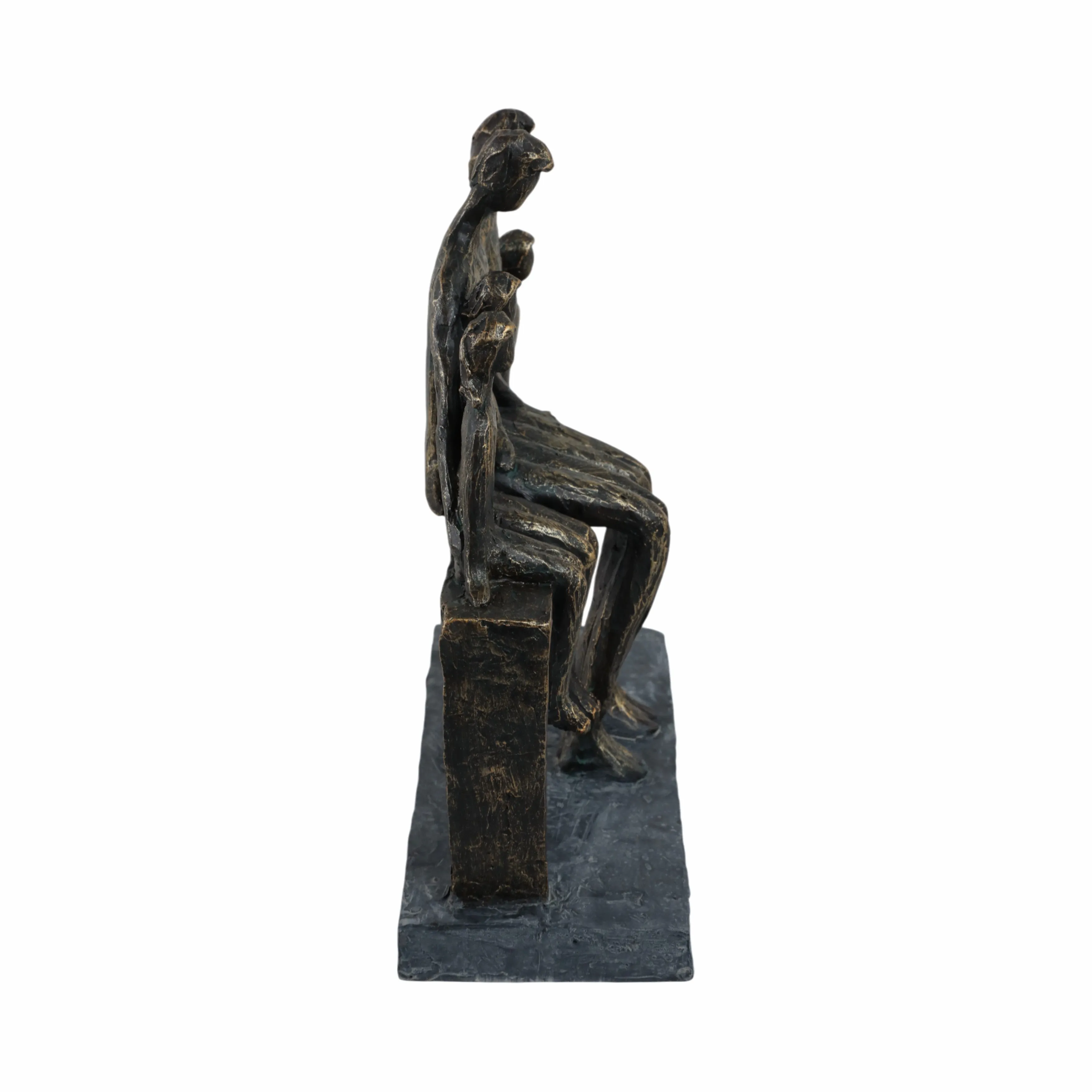 POLYRESIN 10" FAMILY SCULPTURE, BRONZE