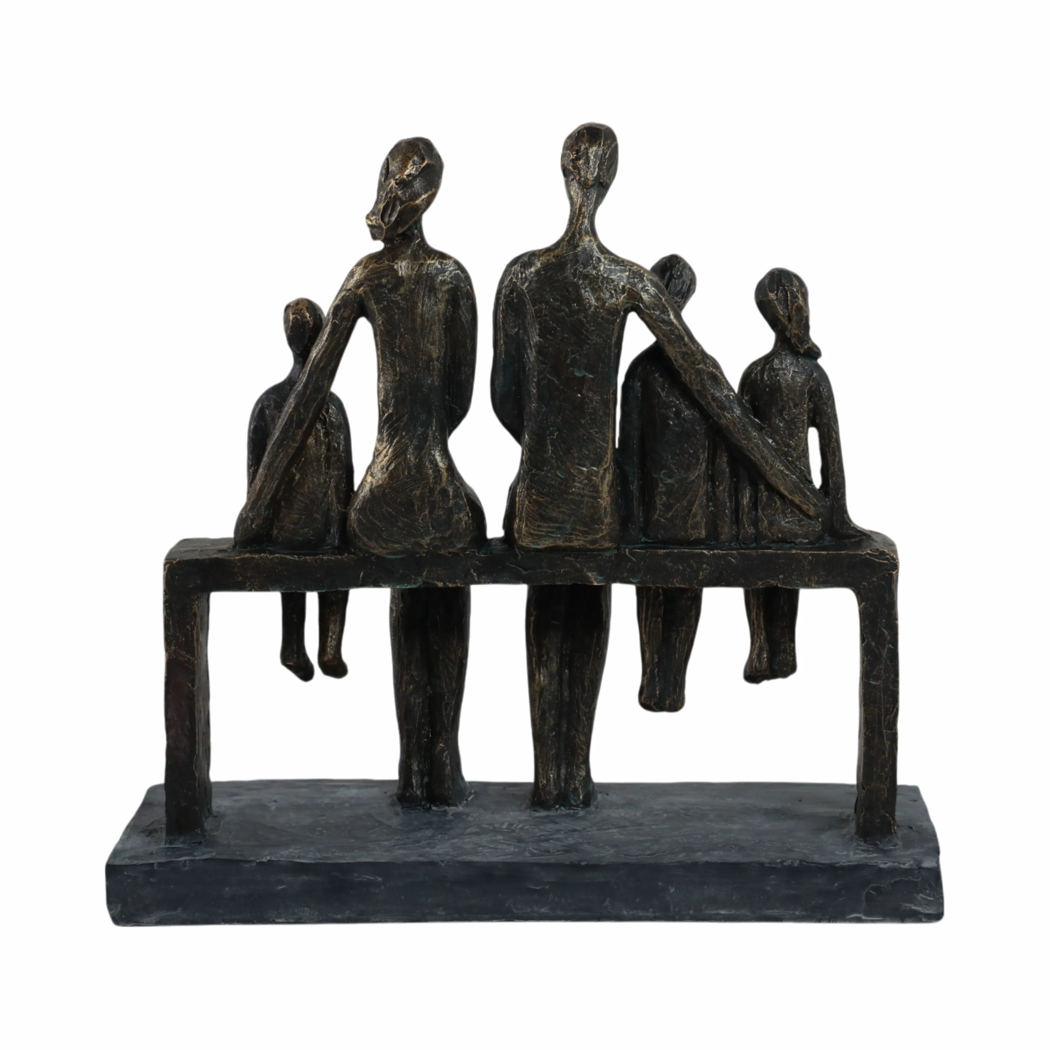 POLYRESIN 10" FAMILY SCULPTURE, BRONZE