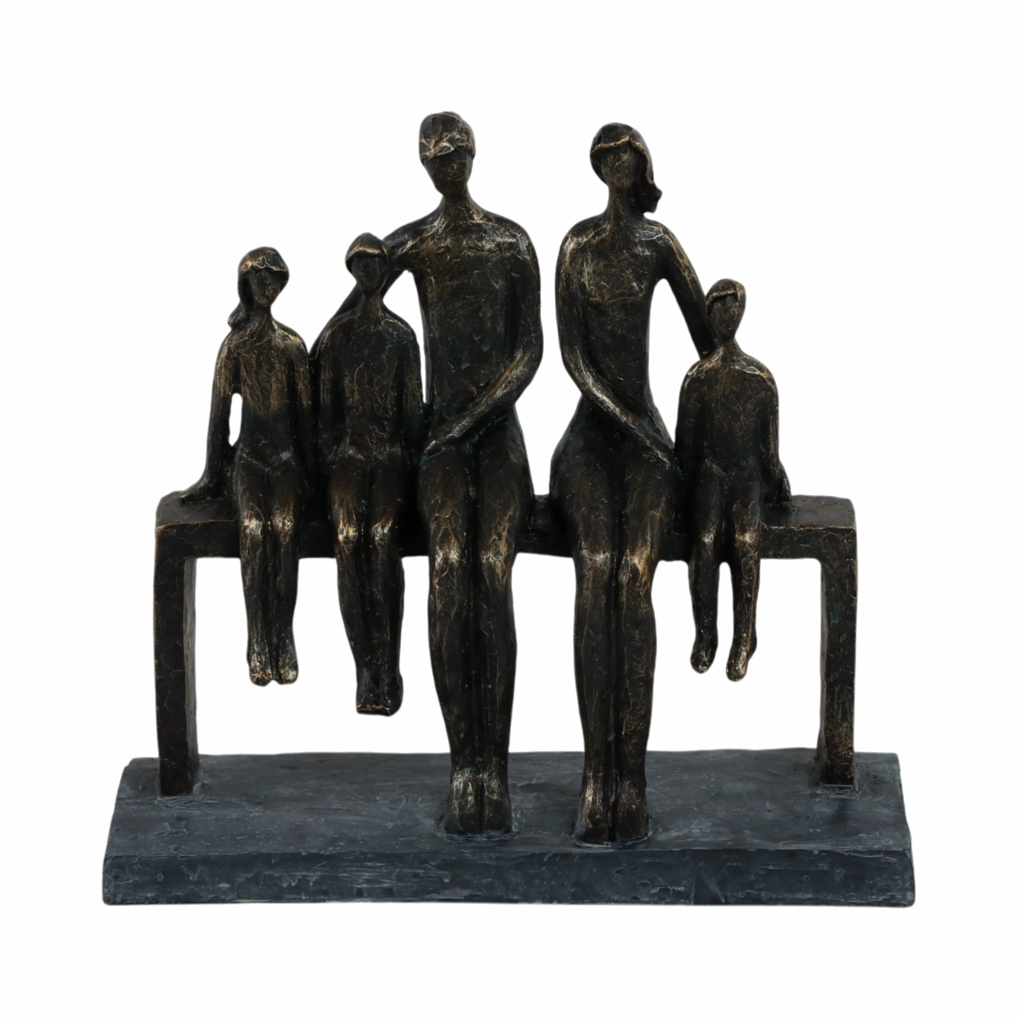 POLYRESIN 10" FAMILY SCULPTURE, BRONZE