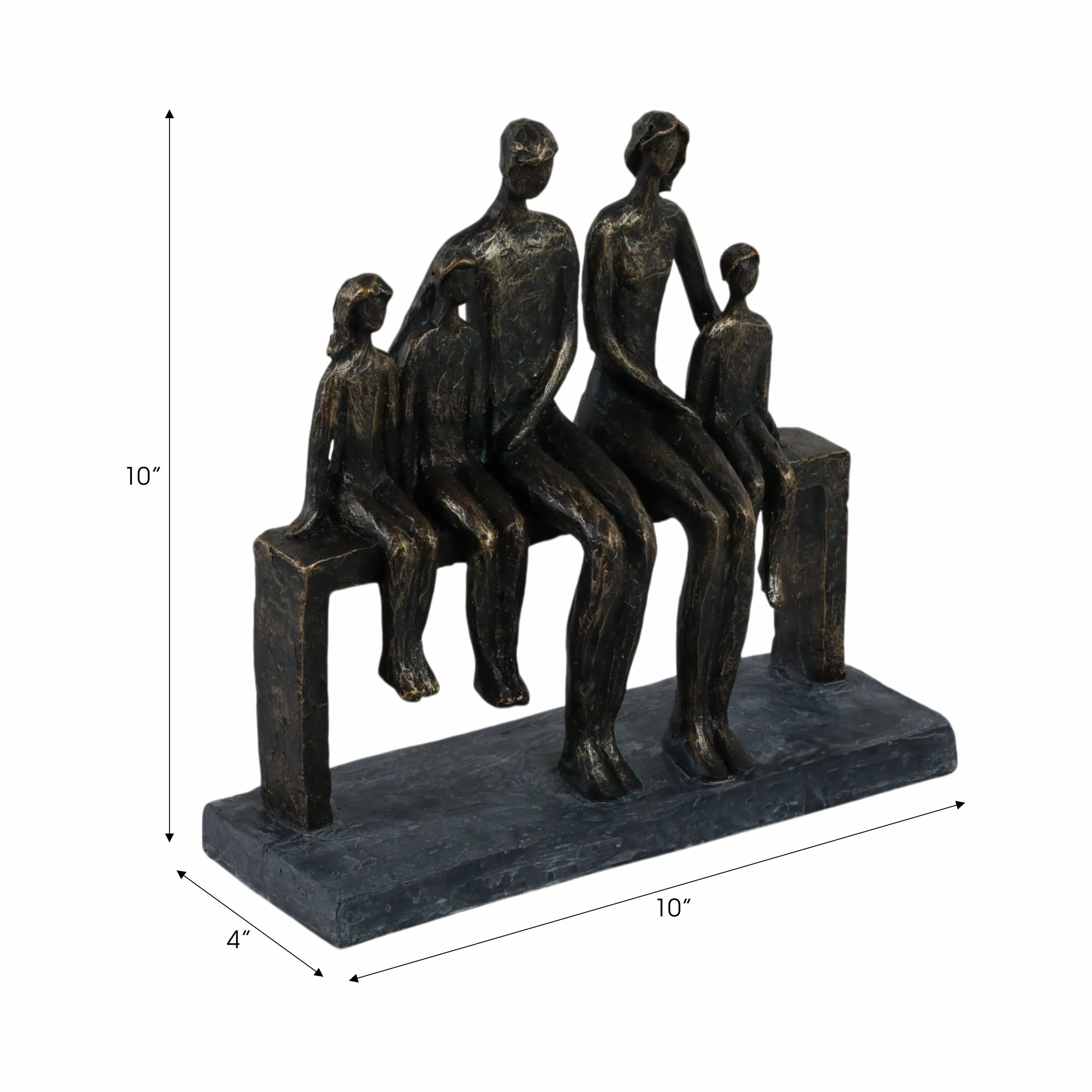 POLYRESIN 10" FAMILY SCULPTURE, BRONZE