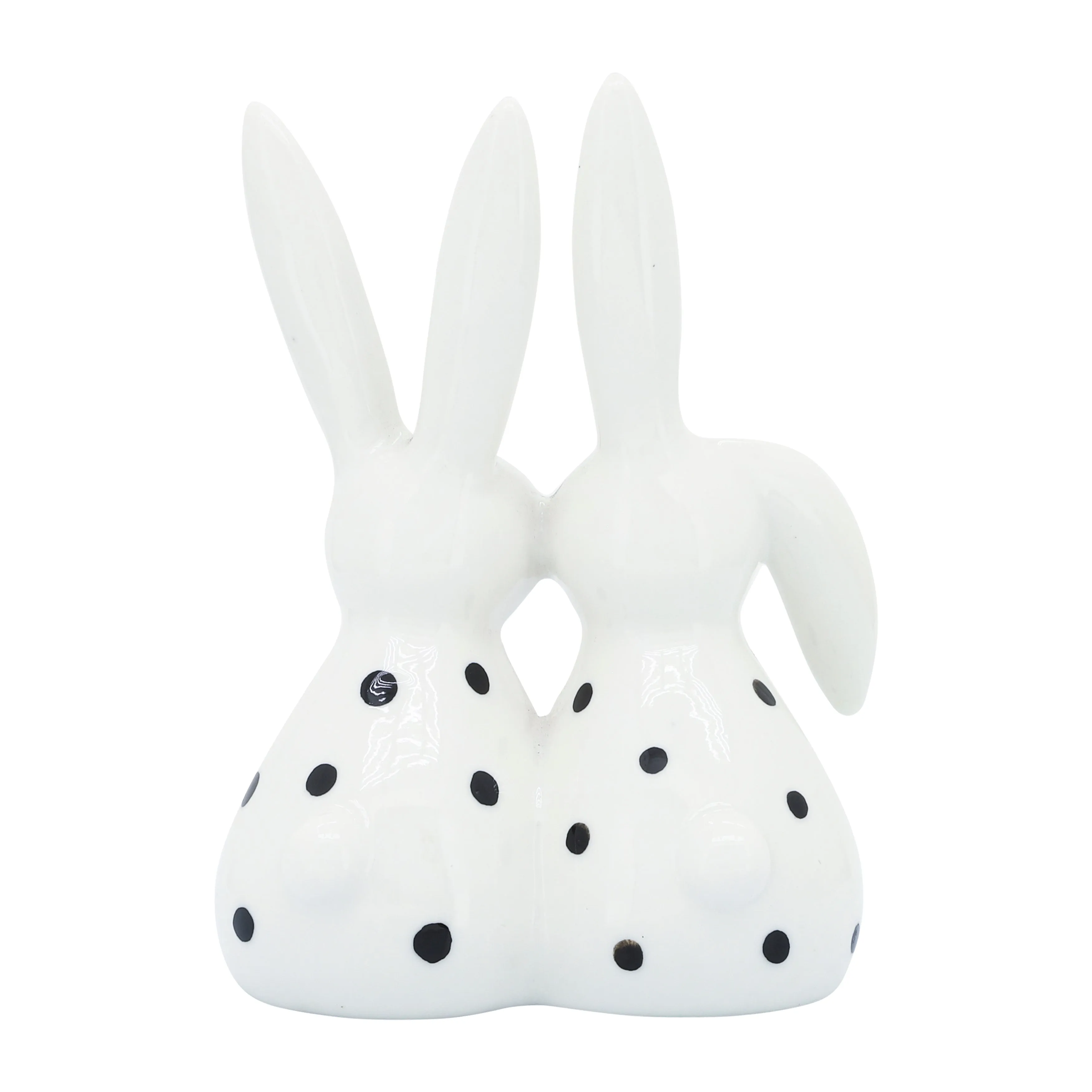 PORCELAIN, 7"H KISSING BUNNIES, WHITE