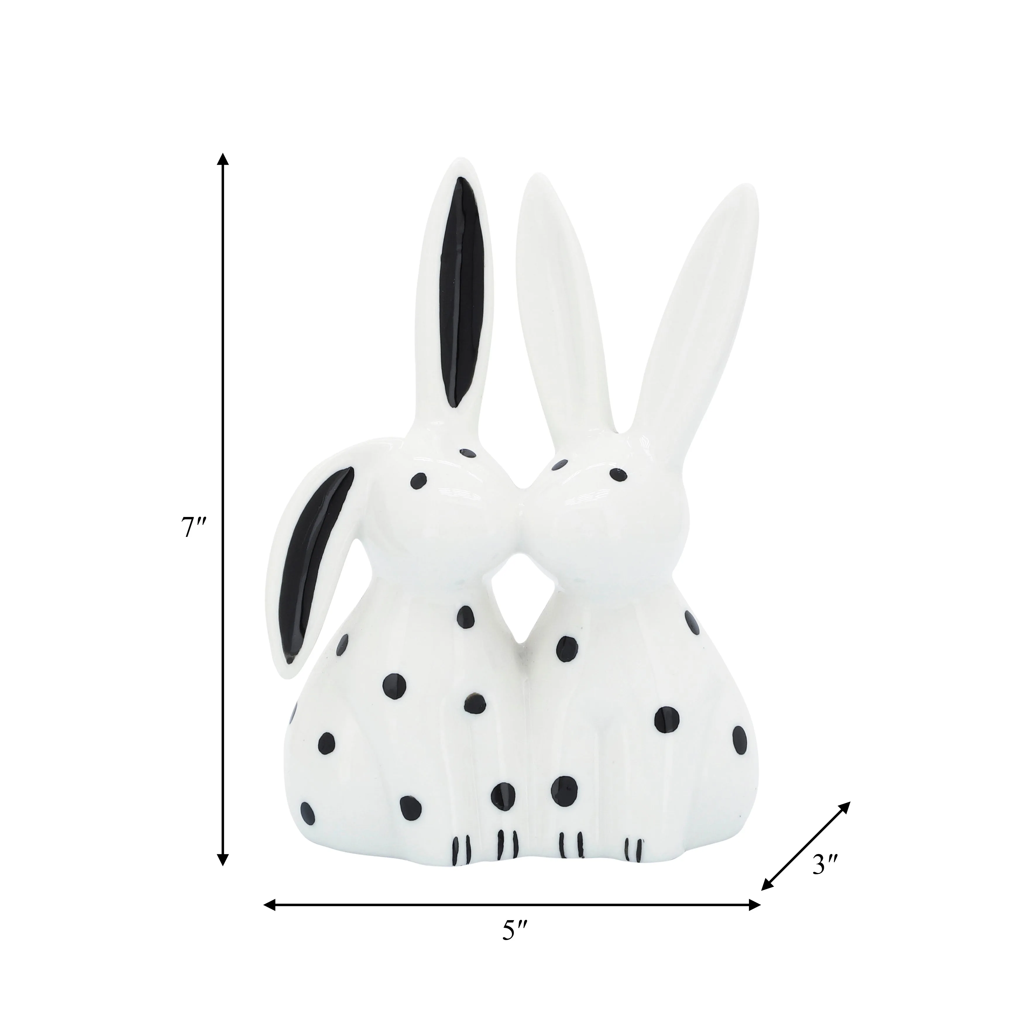 PORCELAIN, 7"H KISSING BUNNIES, WHITE
