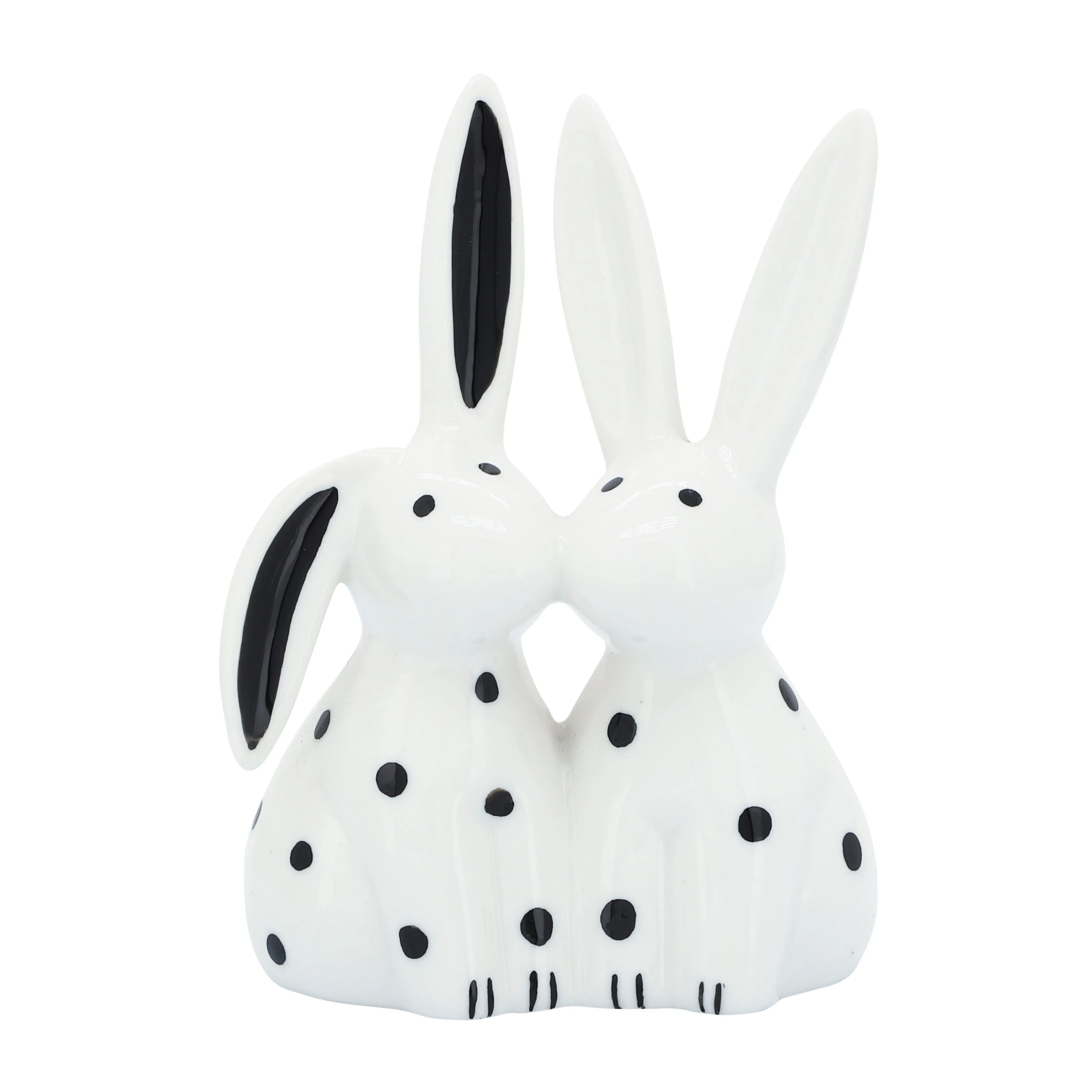 PORCELAIN, 7"H KISSING BUNNIES, WHITE
