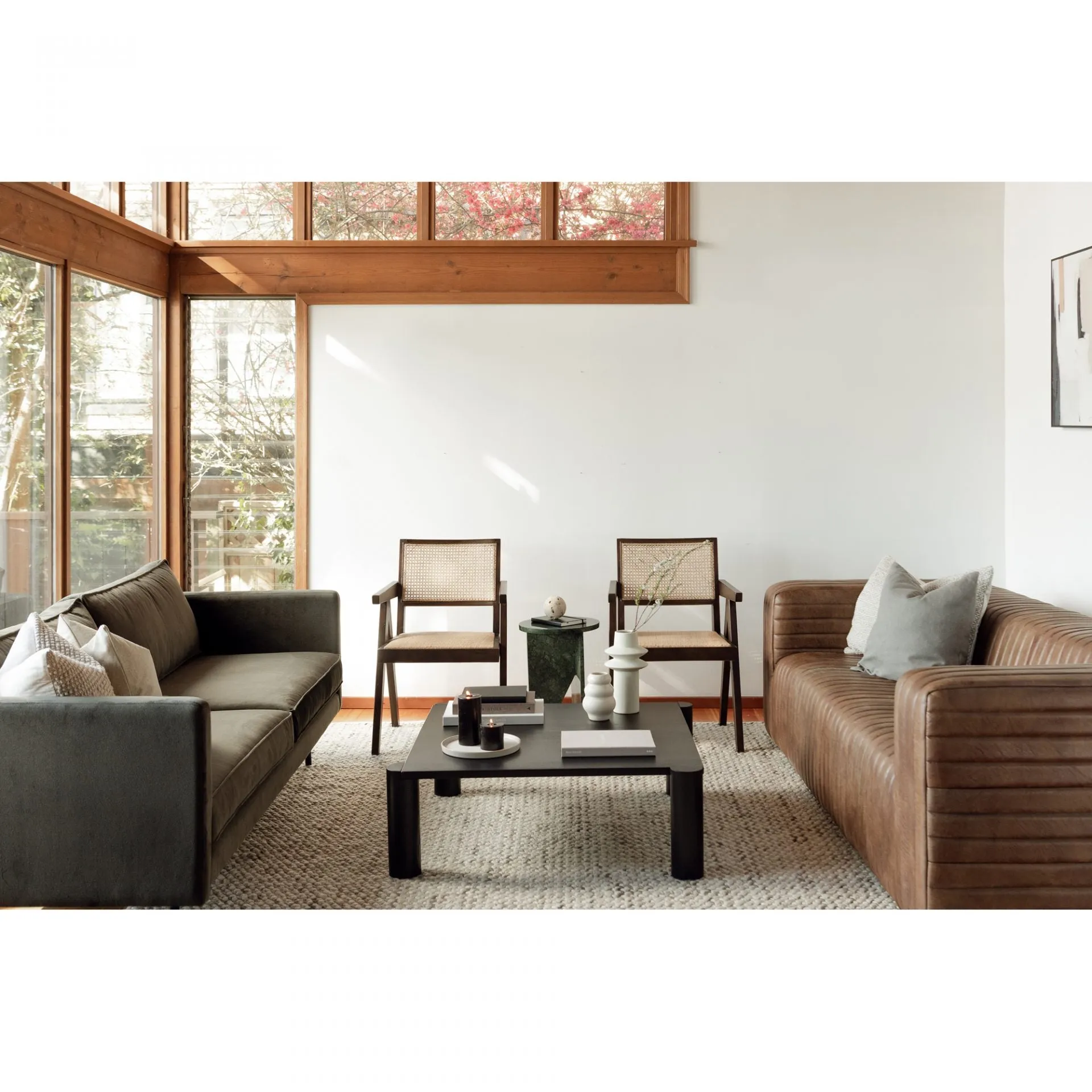 Post Coffee Table Black Oak