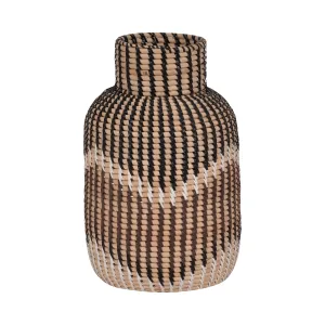 RATTAN, 13"H WOVEN VASE, MULTI